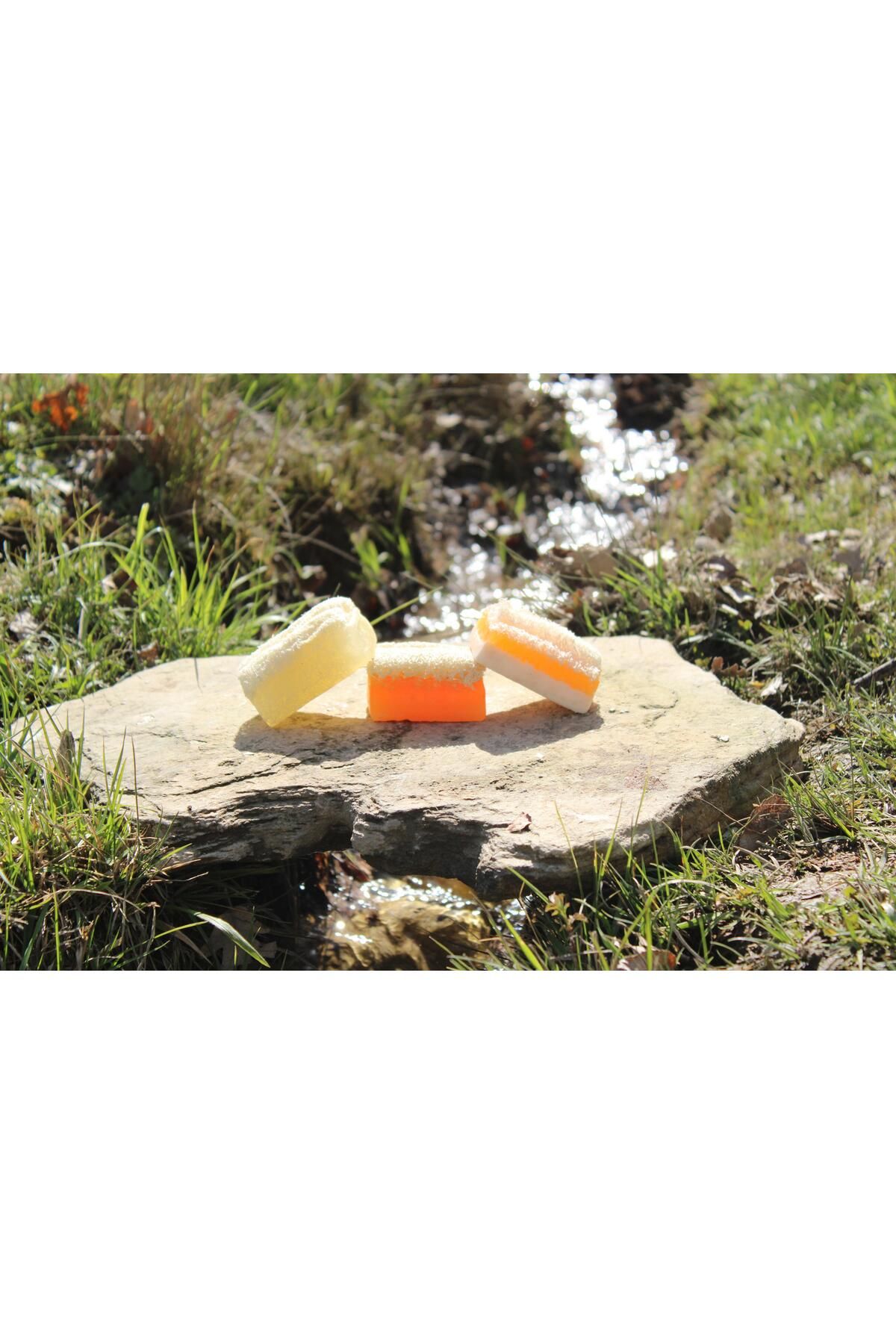 Lumi VeraS 3'lü Doğal Kabak Lifli Set. Eşek Sütü Ballı, Pirinç Özlü, Ballı Sabunlar! 120-130 gr.