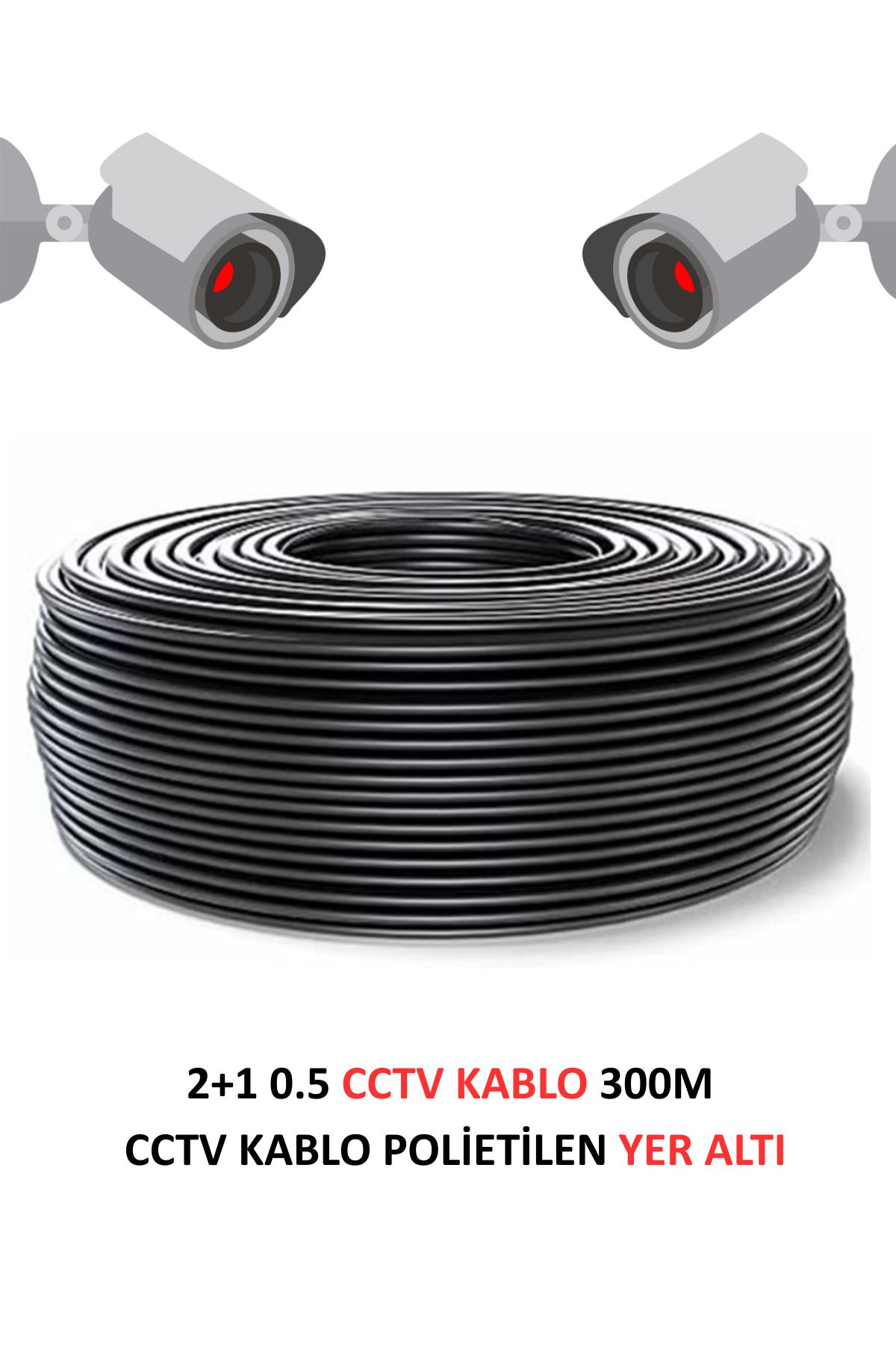FURY 2+1 0.5mm Polietilen Yer Altı CCTV Kablo Güvenlik Kamera Kablosu 300m