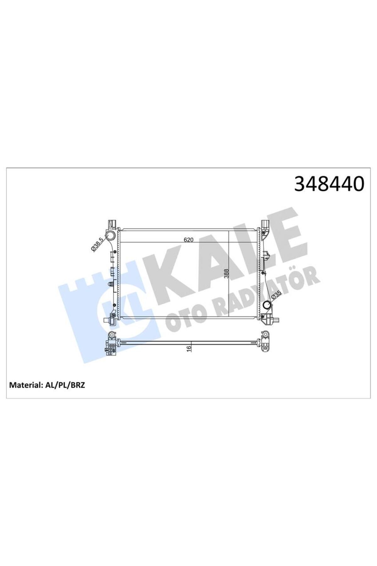 KALE MOTOR SU RADYATÖRÜ FIAT EGEA 15> 1.3D MTJ 1.4 (AL-PL-BRZ) (620x388x16) 52052220-52015588