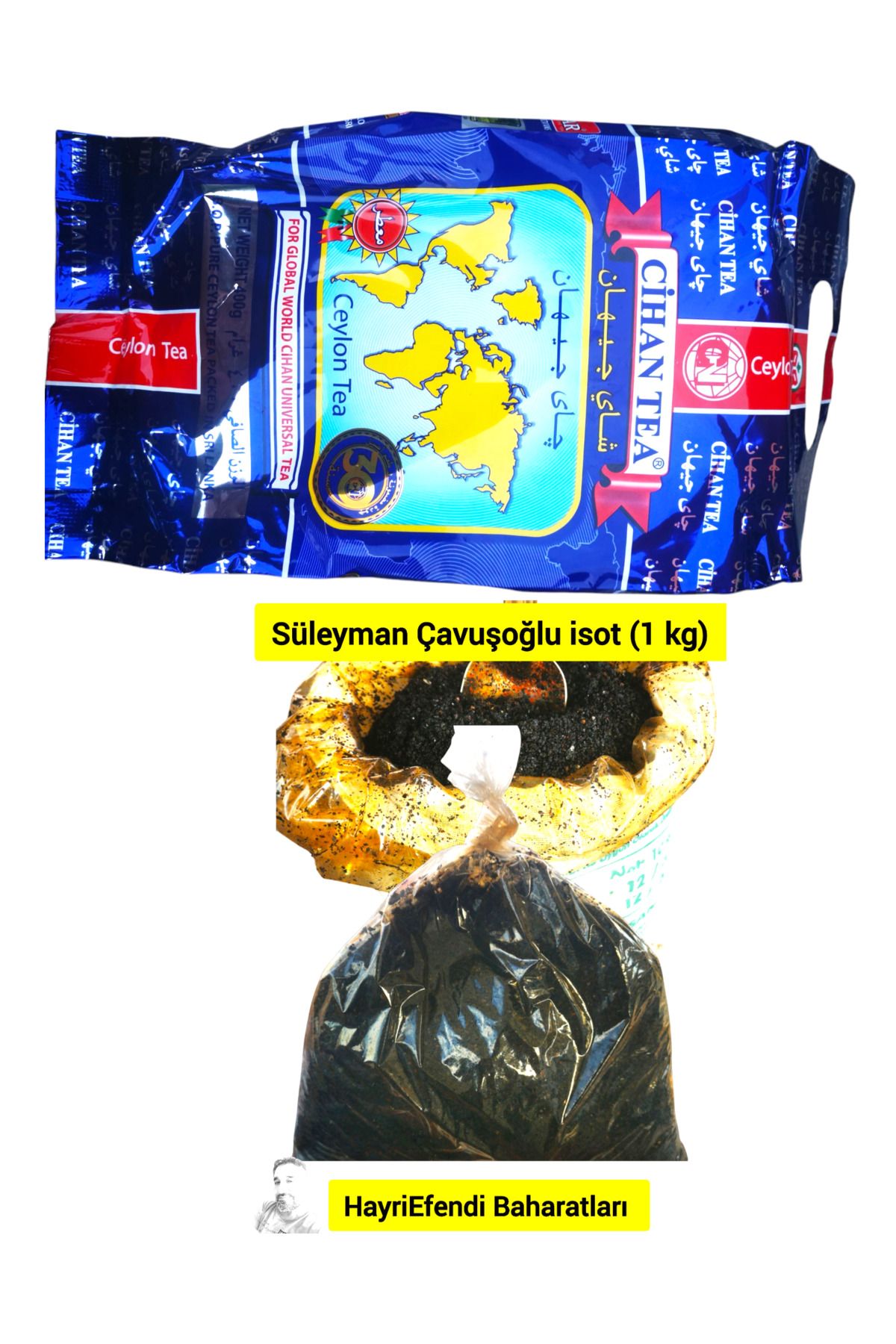 cihan tea Bergamot Aromali Kokulu Çay 400gr Siyah Çavuşoğlu Isot 1 Kg