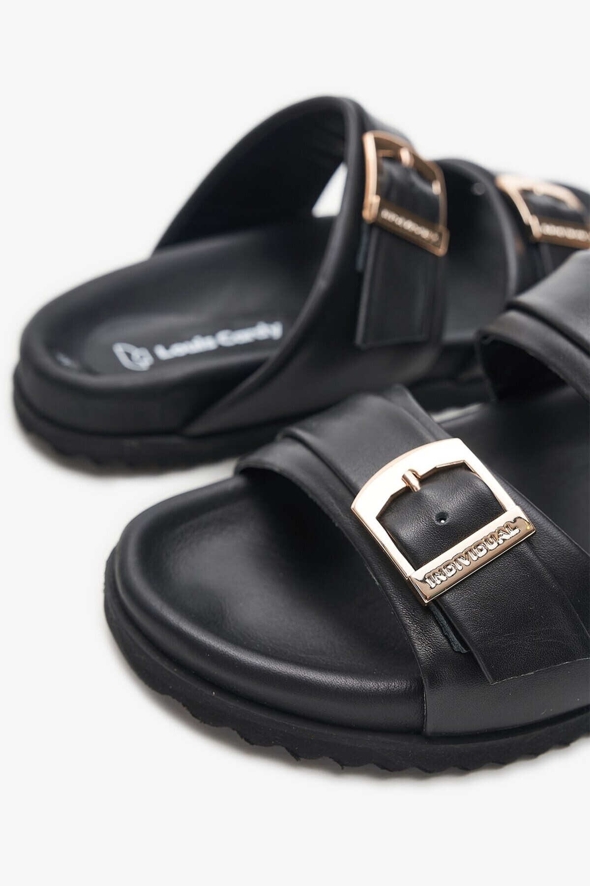 Louis Cardy-Paul Black Genuine Leather Women's Slippers 5