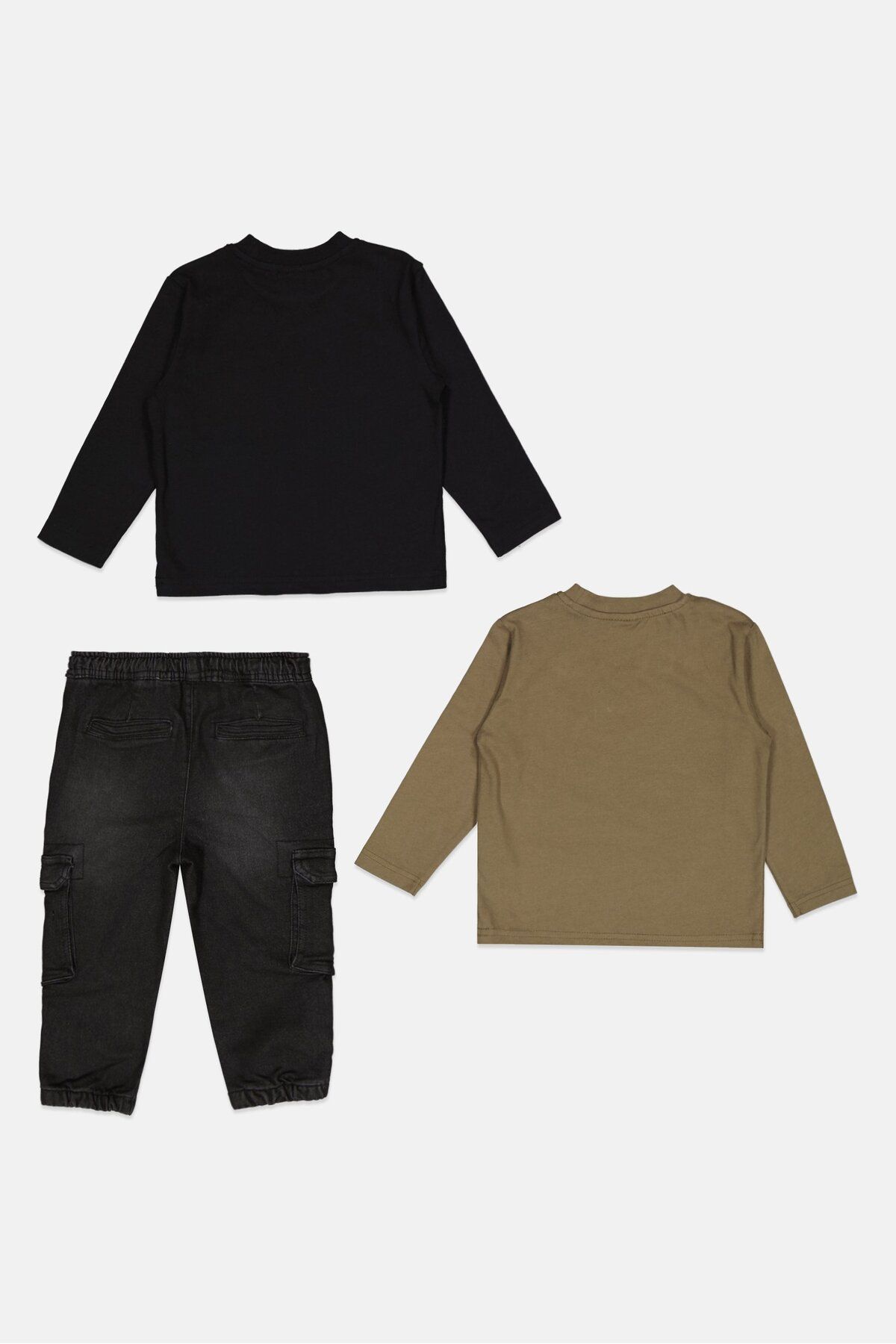 BENCH-Toddlers Boy 3 Piece Long Sleeve Brand Logo Top And Bottom Set, Olive 3