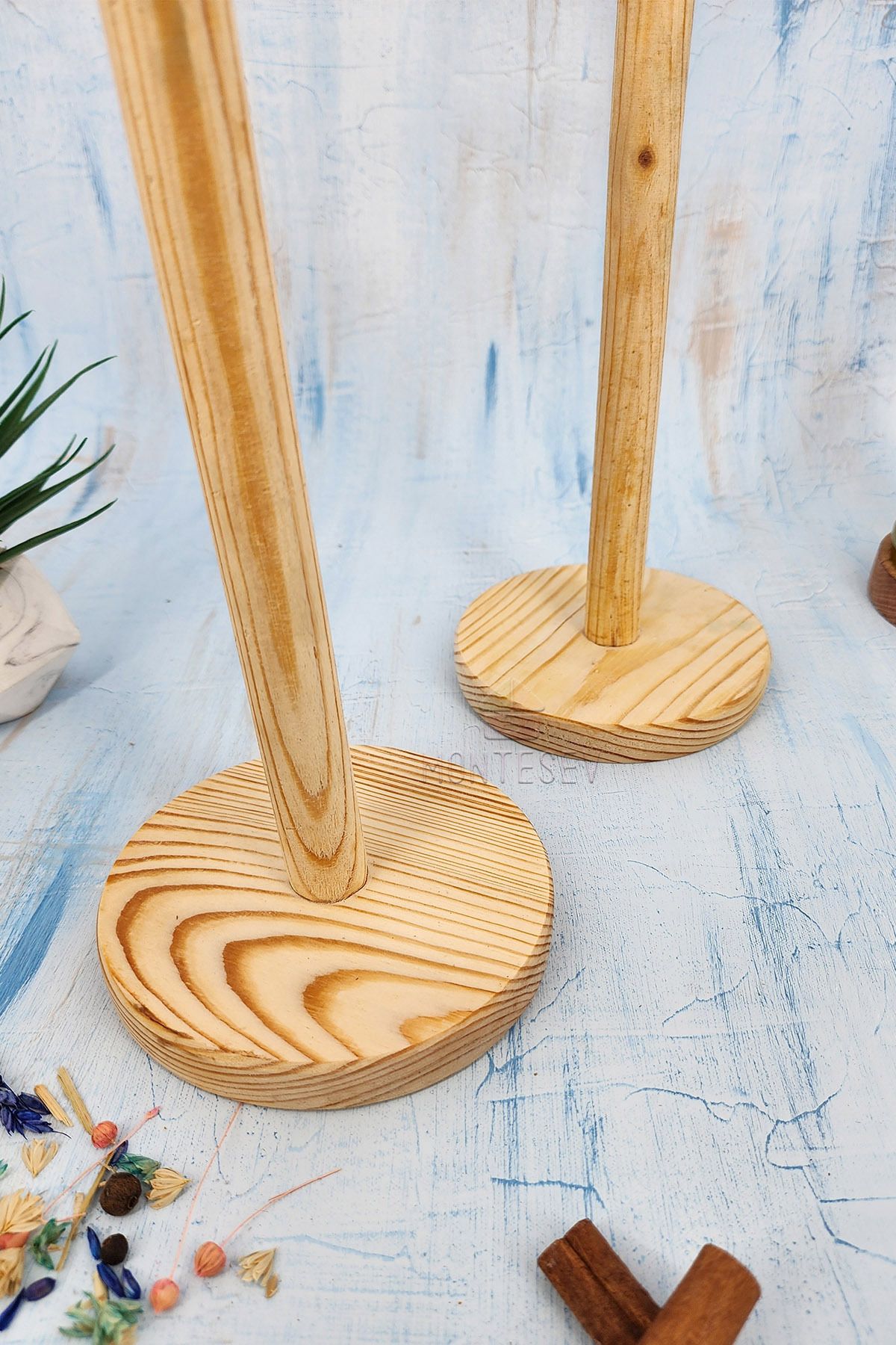 MONTESEV-2Pcs Wooden Pine Tree Paper Towel Holder Wooden Napkin Holder Kitchen Organizer 6
