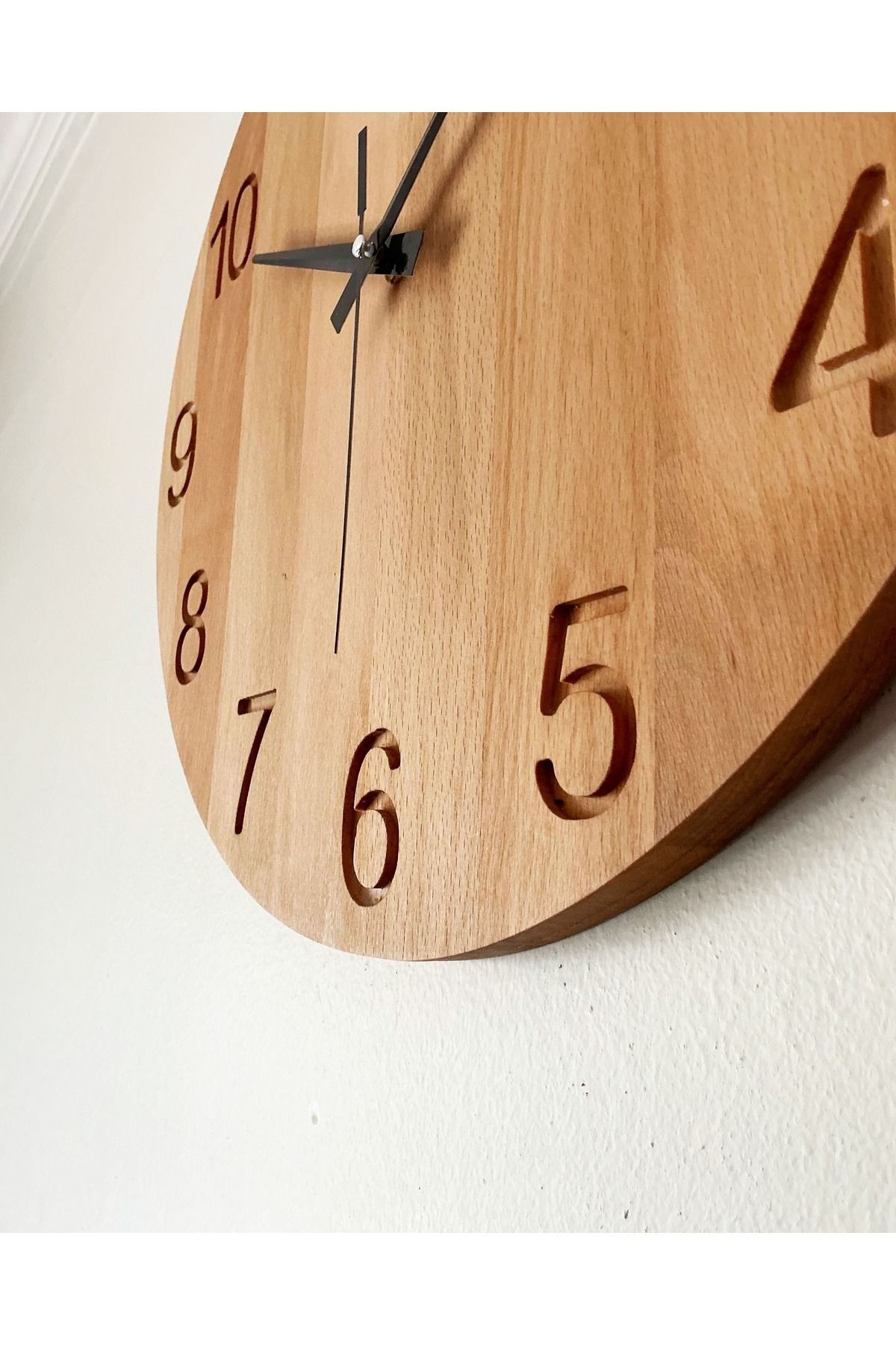 Ahşap Minimalist Duvar Saati, Sessiz Duvar Saati, Duvar Dekorasyonu, Bohem Hediyelik