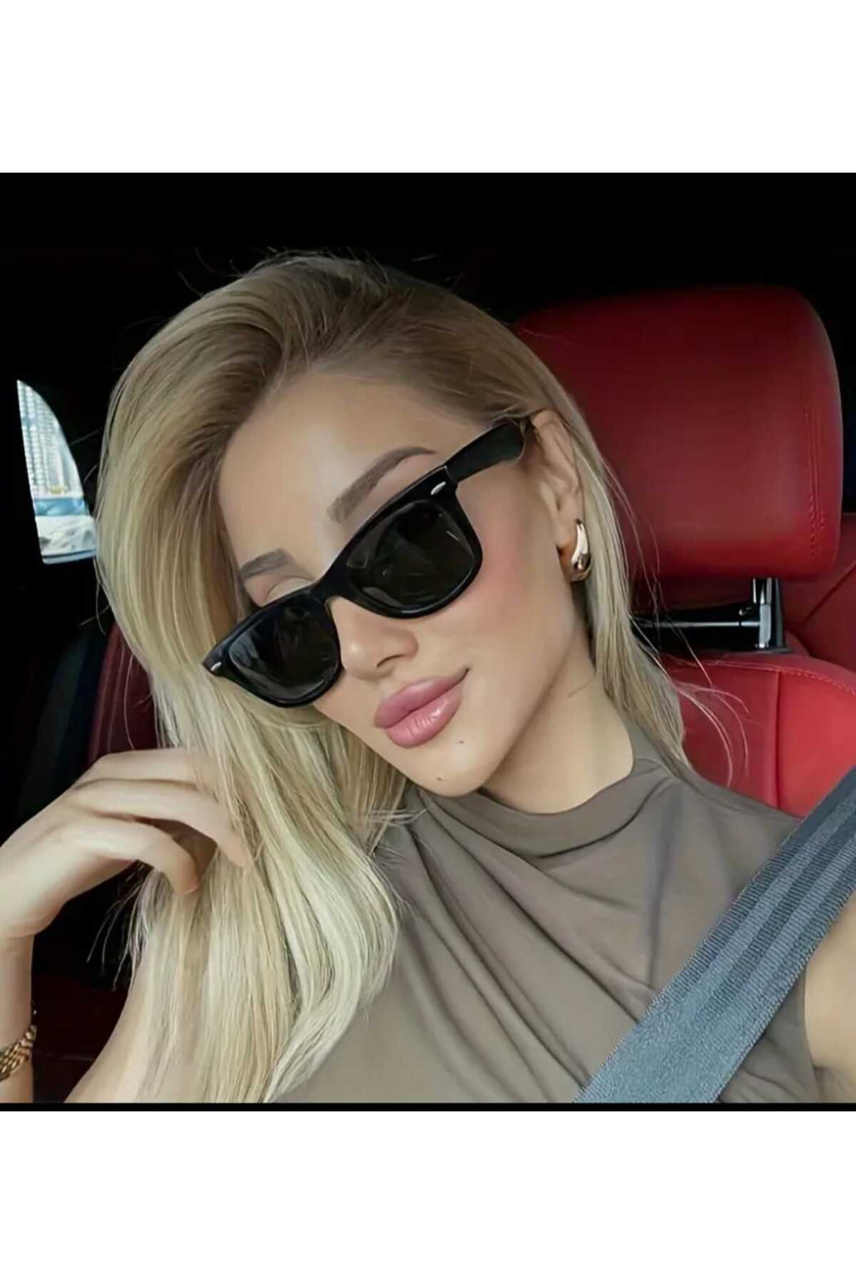 ModaLand Yeni Unisex Sezon Dikdörtgen Güneş Gözlüğü 3'Lü Fırsat lüks Seti görsel 8