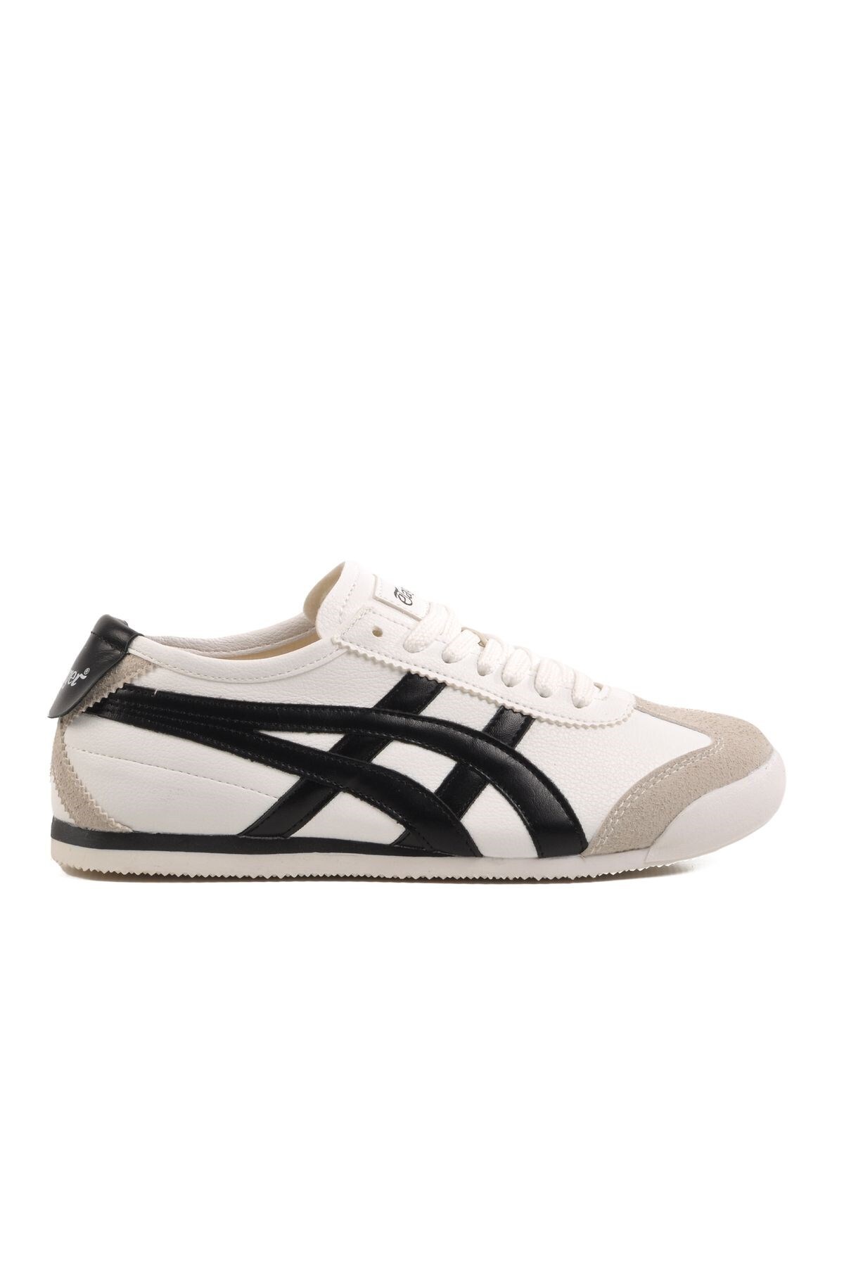 Bağcıklı Unisex Spor Ayakkabı Beyaz Siyah Sneaker