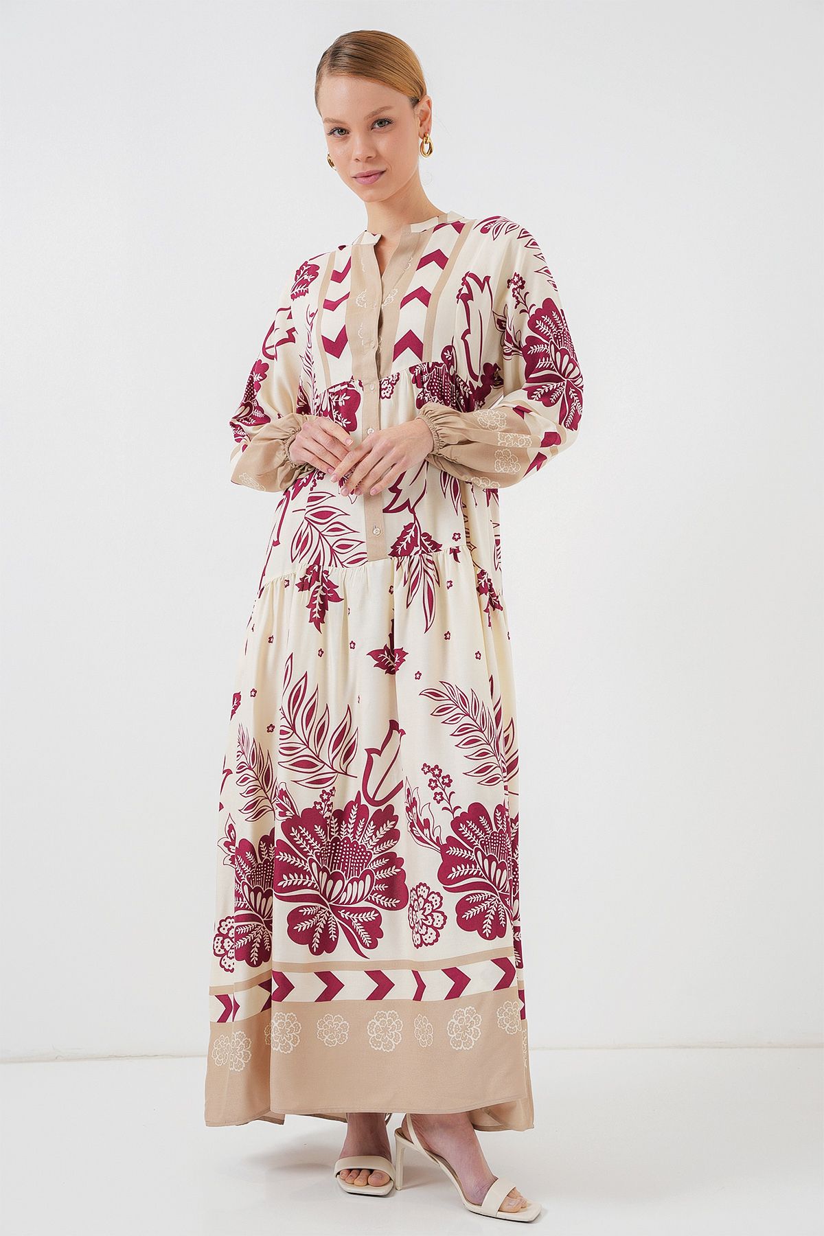 Bigdart-2423 Rochie Hijab cu model autentic - F. Fuchsia 4
