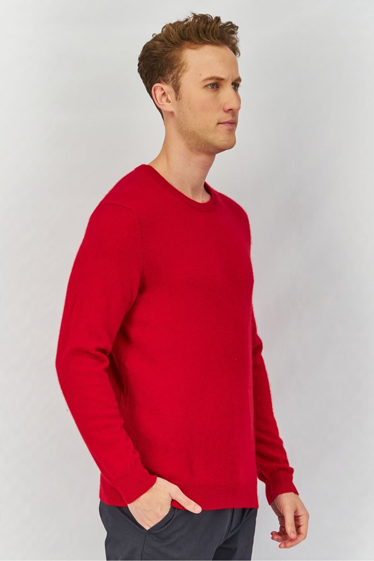 Club Room-Men Crew Neck Textured Long Sleeve Sweater, Red 3