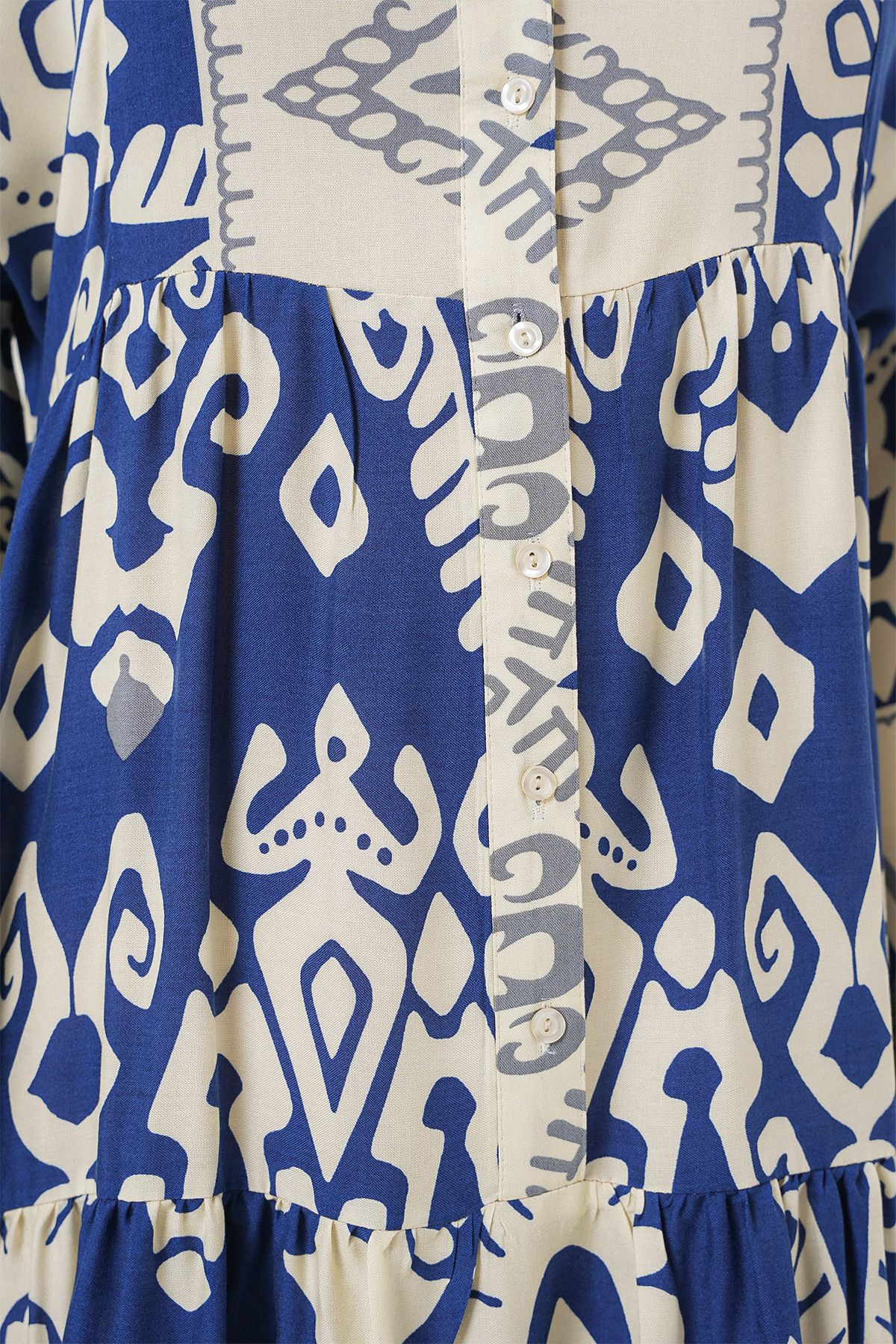 Bigdart-2423 Authentic Patterned Hijab Dress - Indigo 1 4