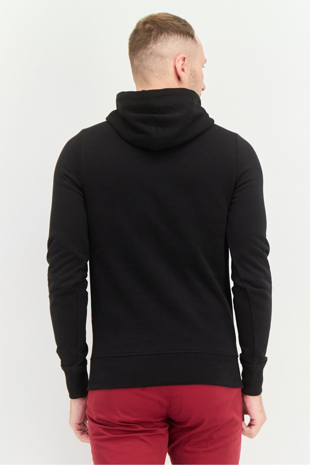 Tommy Hilfiger-Men Hooded Long Sleeve Embroidered Logo Sweatshirt, Black 4