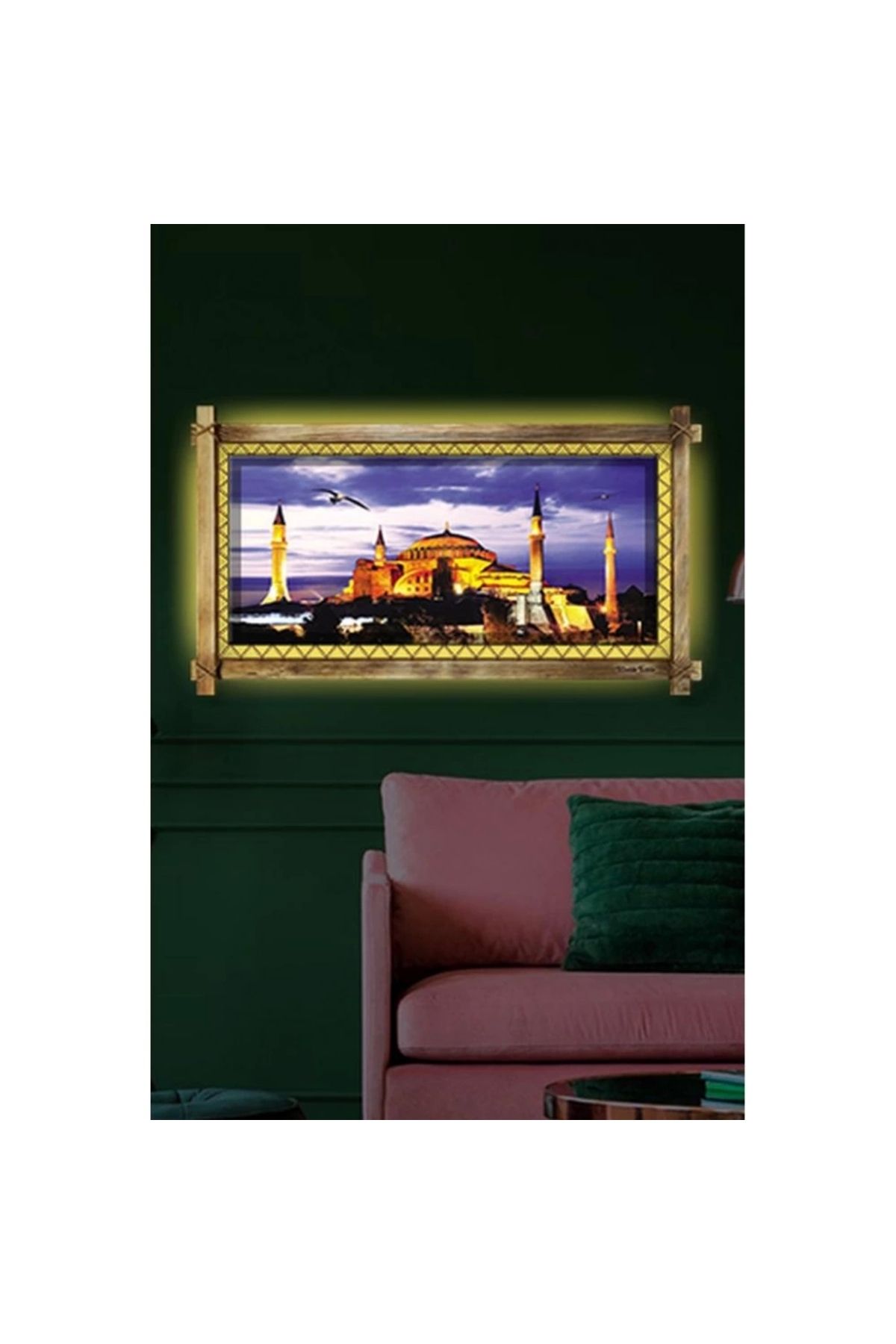 STOREMAX Kanvas Camii Led Işıklı Rustik Tablo