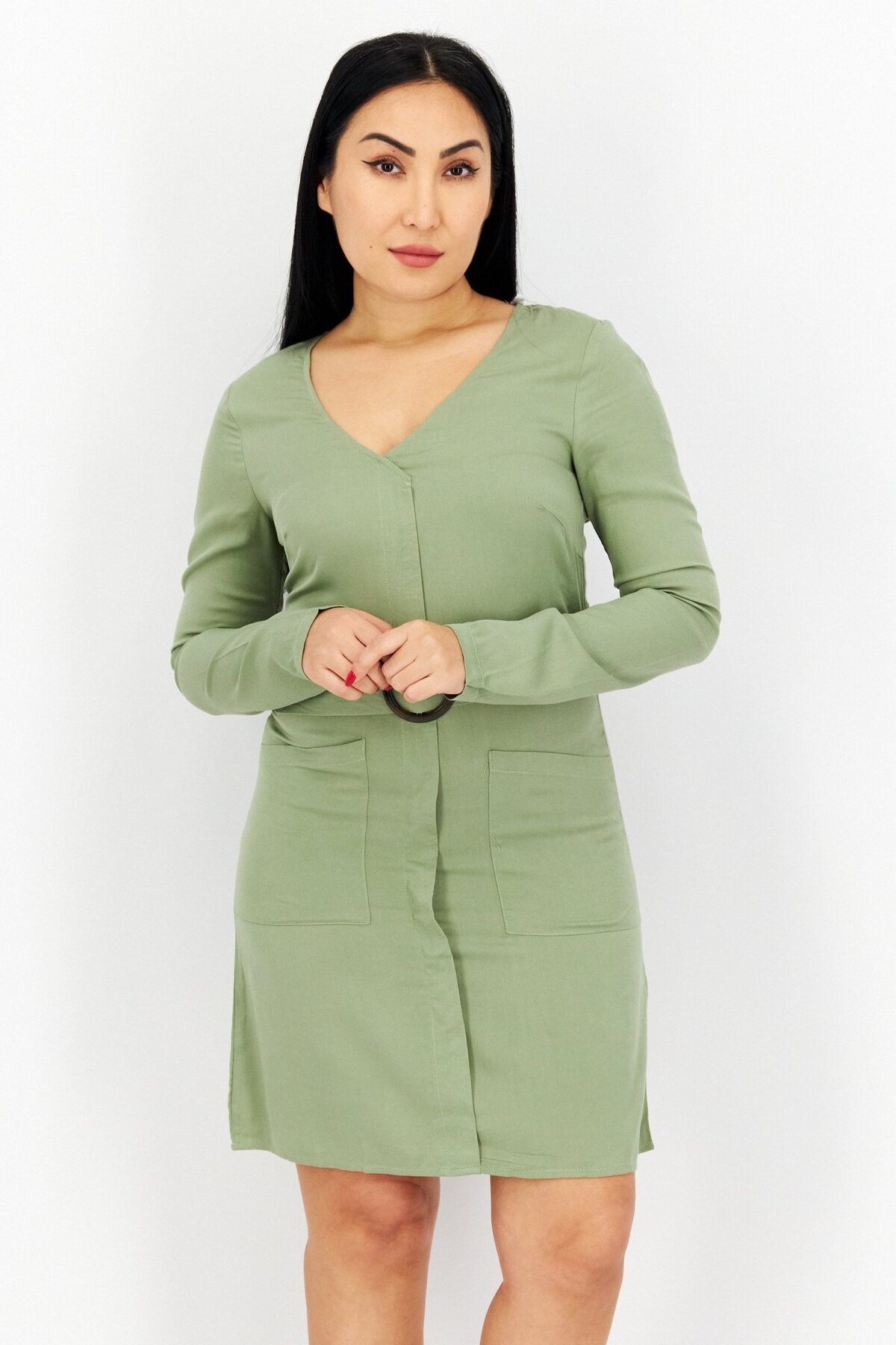 NA-KD-Women Plain Mini Dress, Olive 1