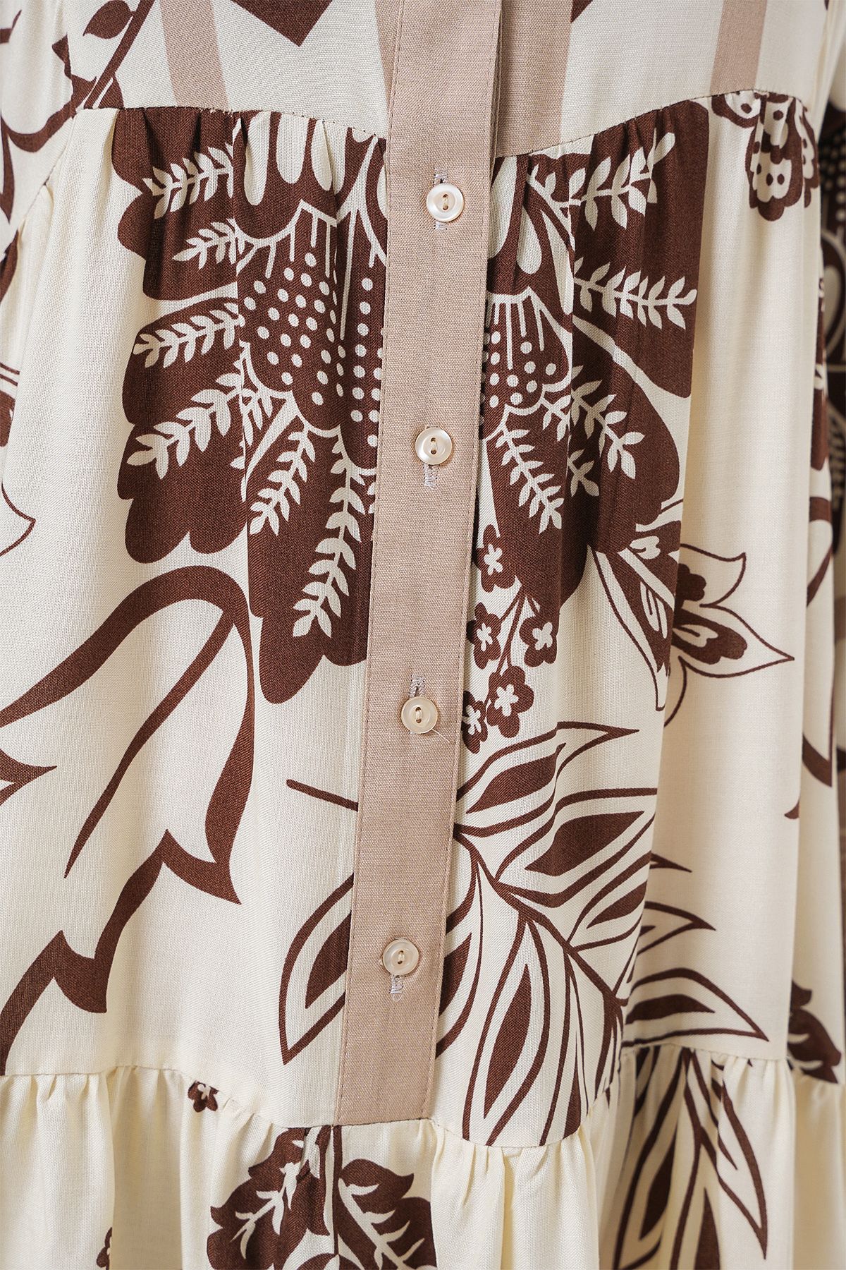Bigdart-2423 Authentic Patterned Hijab Dress - H. Brown 5