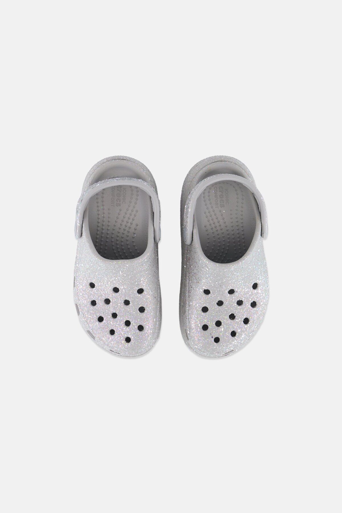 Crocs-Kids Girl Glittered Clogs, Light Grey 3
