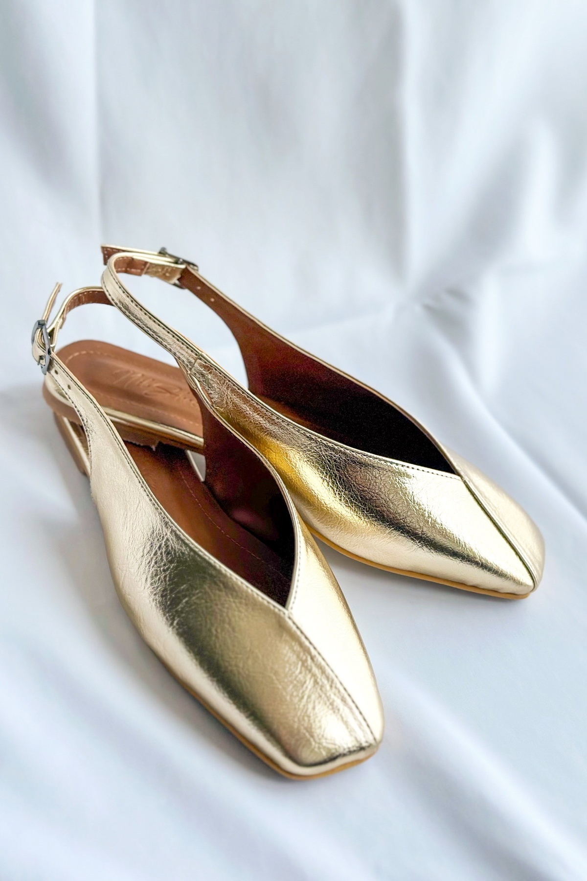 Nil Shoes  Miya Altın Cilt Babet - Görsel 5