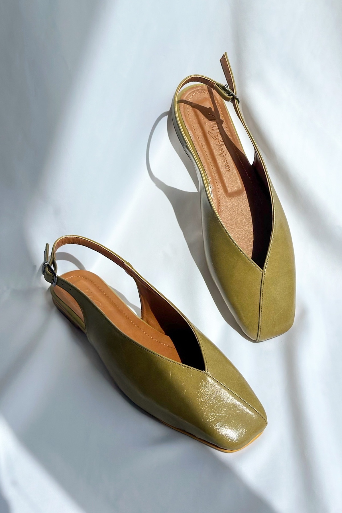 Nil Shoes  Miya Yağ Yeşili Cilt Babet - Görsel 4