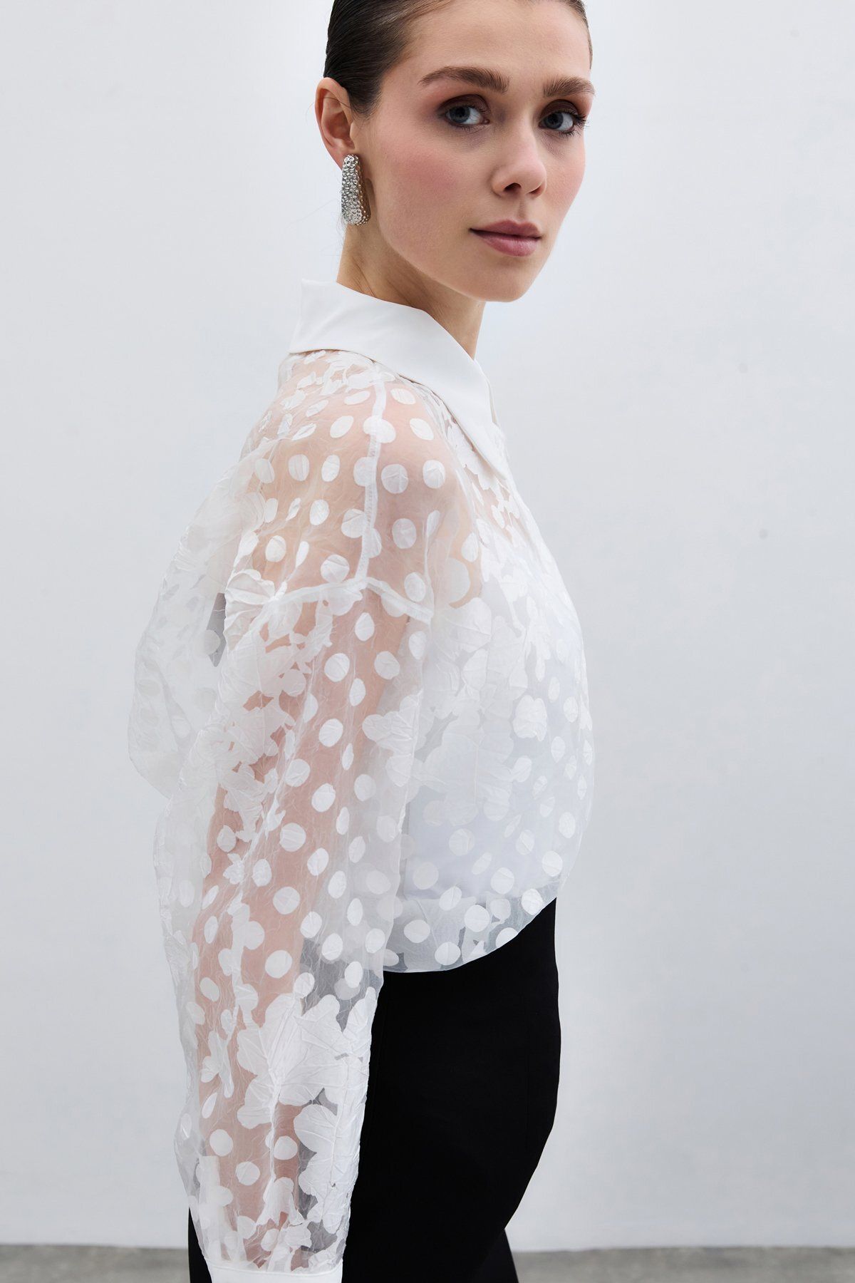 Sateen-Self Patterned Shirt - Ecru 6