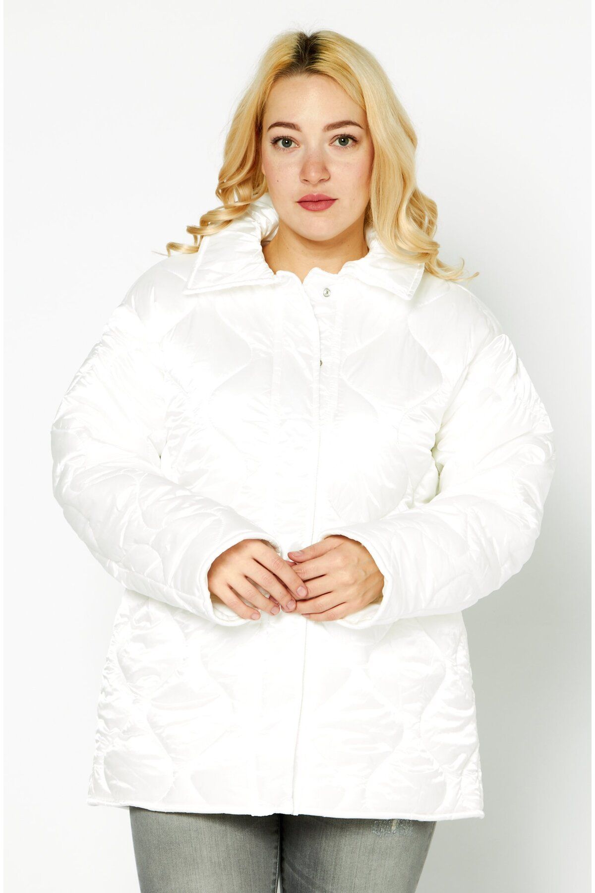 Asos Design-Women Long Sleeve Quilted Padded Jacket, Off White 1