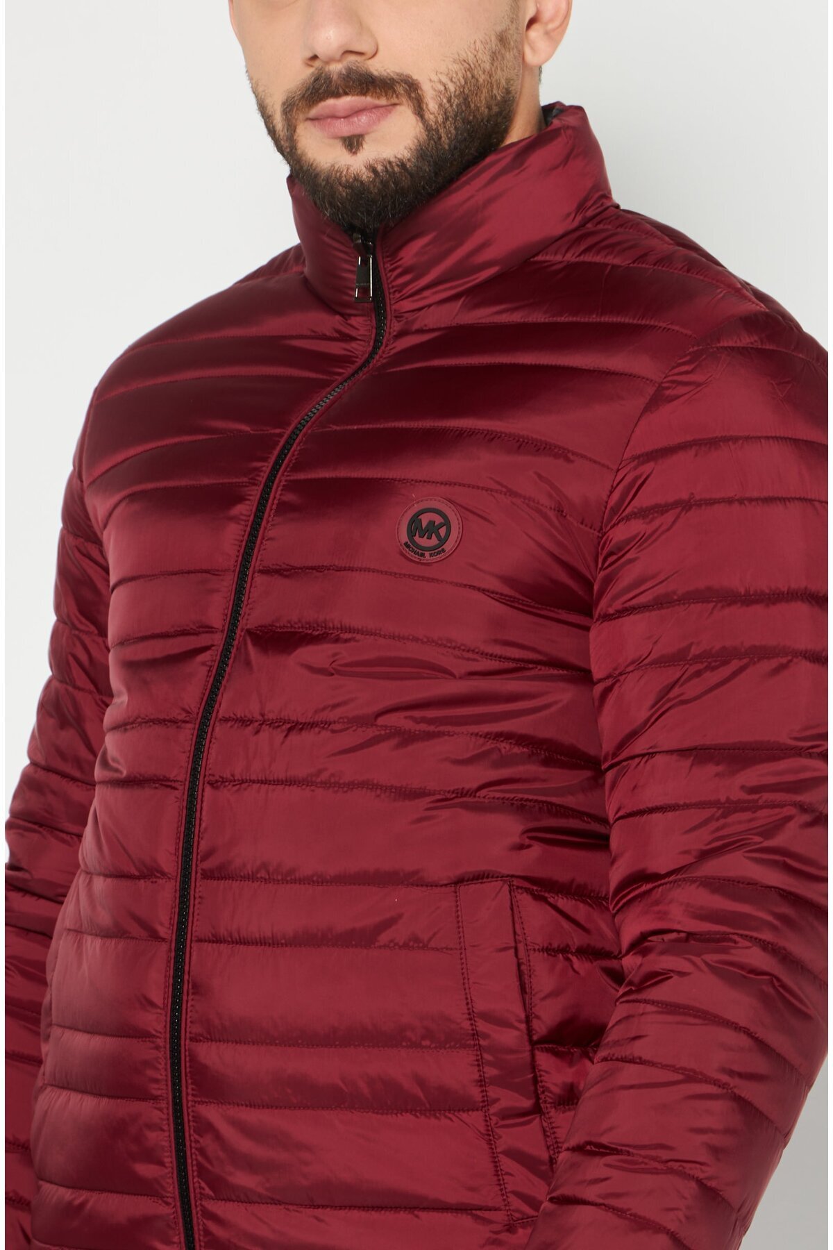 Michael Kors-Men Brand Logo Quilted Jacket, Burgundy 3