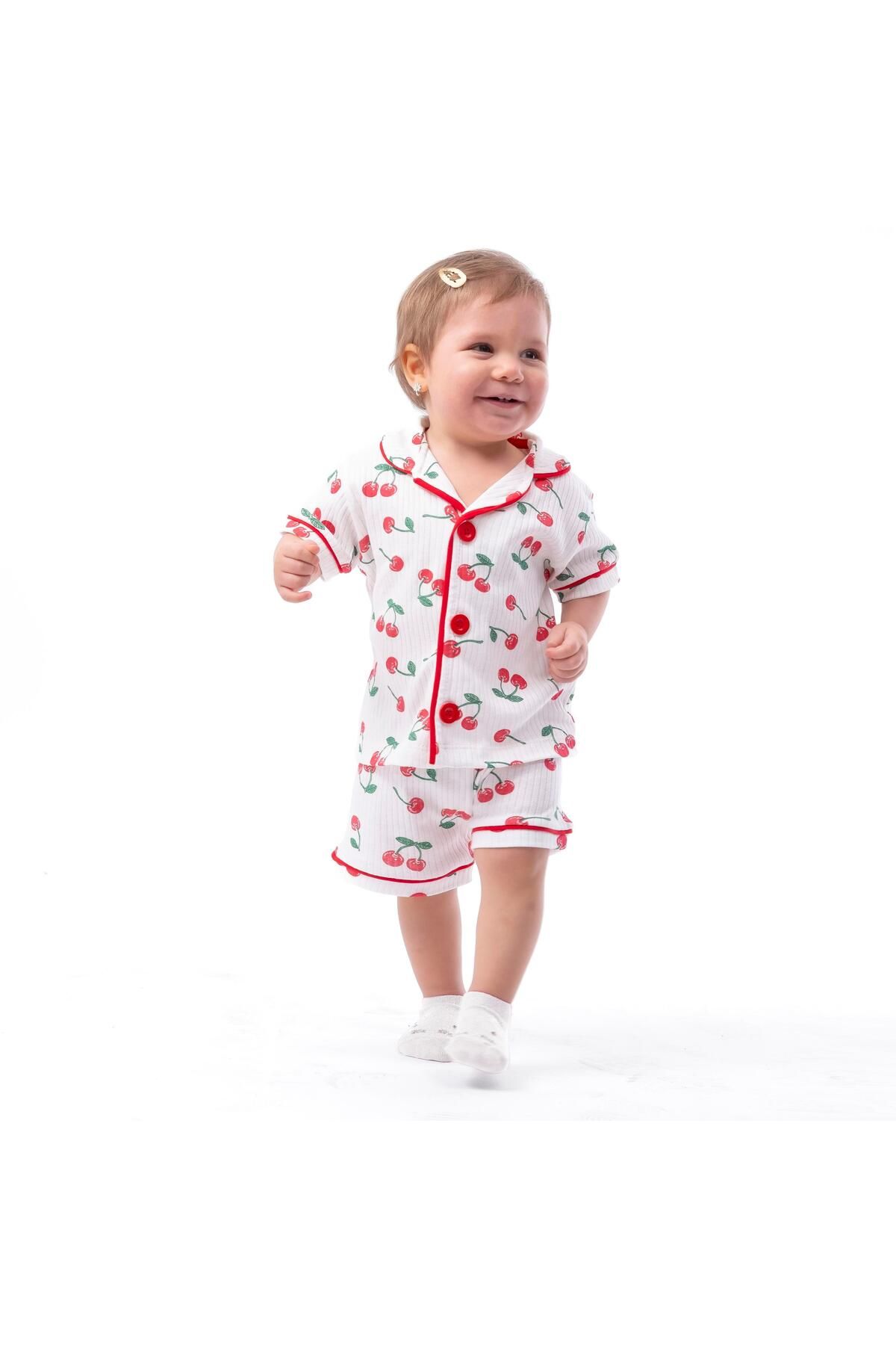 Lolons-Cherry Printed Baby Girl Pajama Set 1