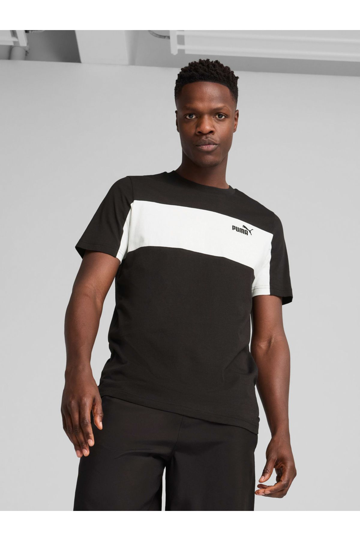Puma-Essential Color Block Logo Print T-Shirt 1