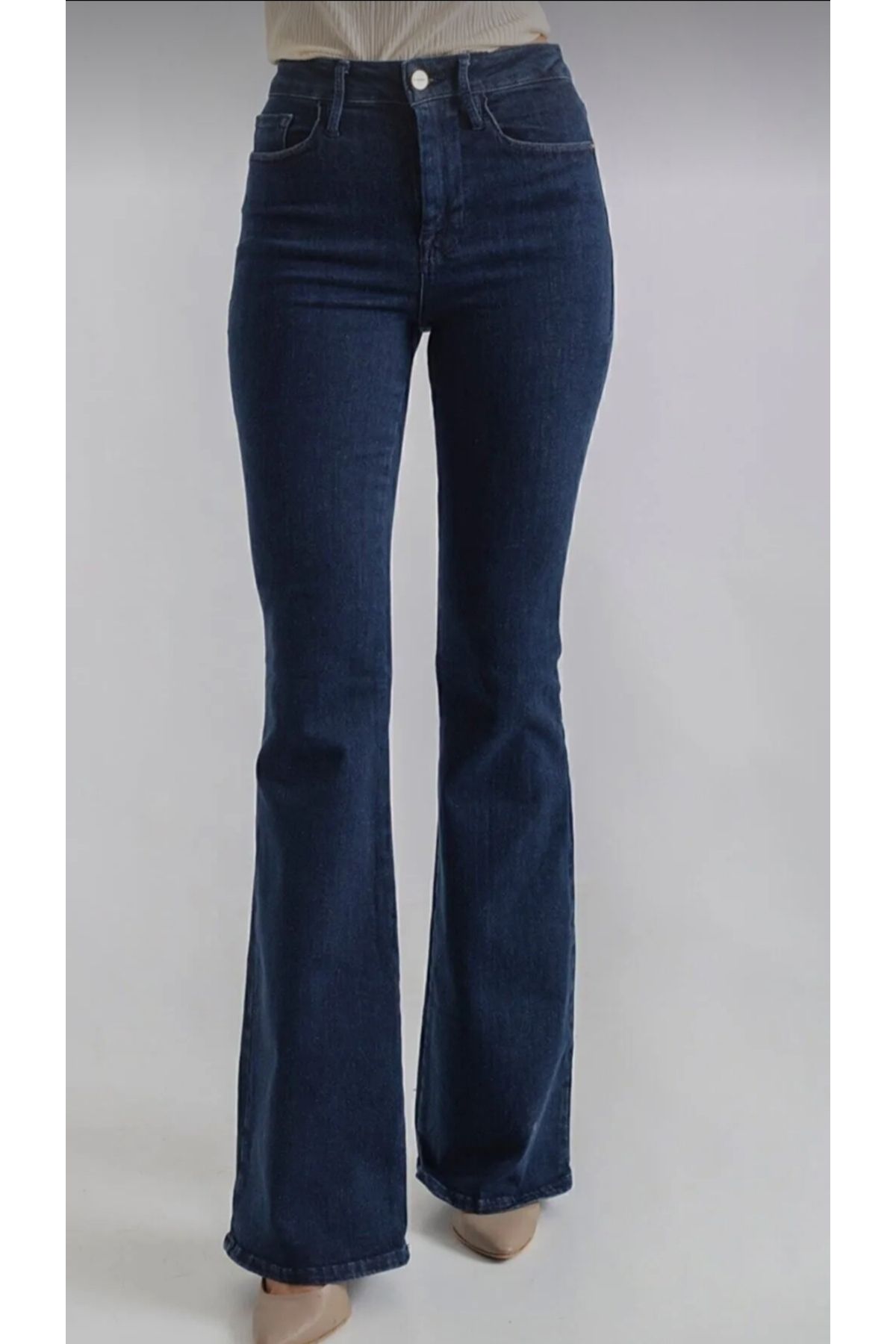 AKŞEN GİYİM BÜYÜK BEDEN İSPANYOL PAÇA  YAZLIK KOT KUMAŞ LİKRALI YÜKSEK BEL KADIN JEANS PANTOLON