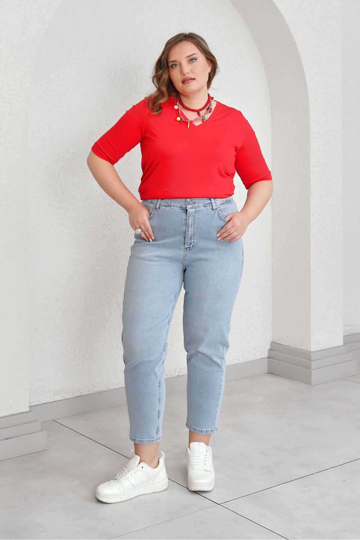 Büyük Moda YÜKSEK BEL MOM JEAN