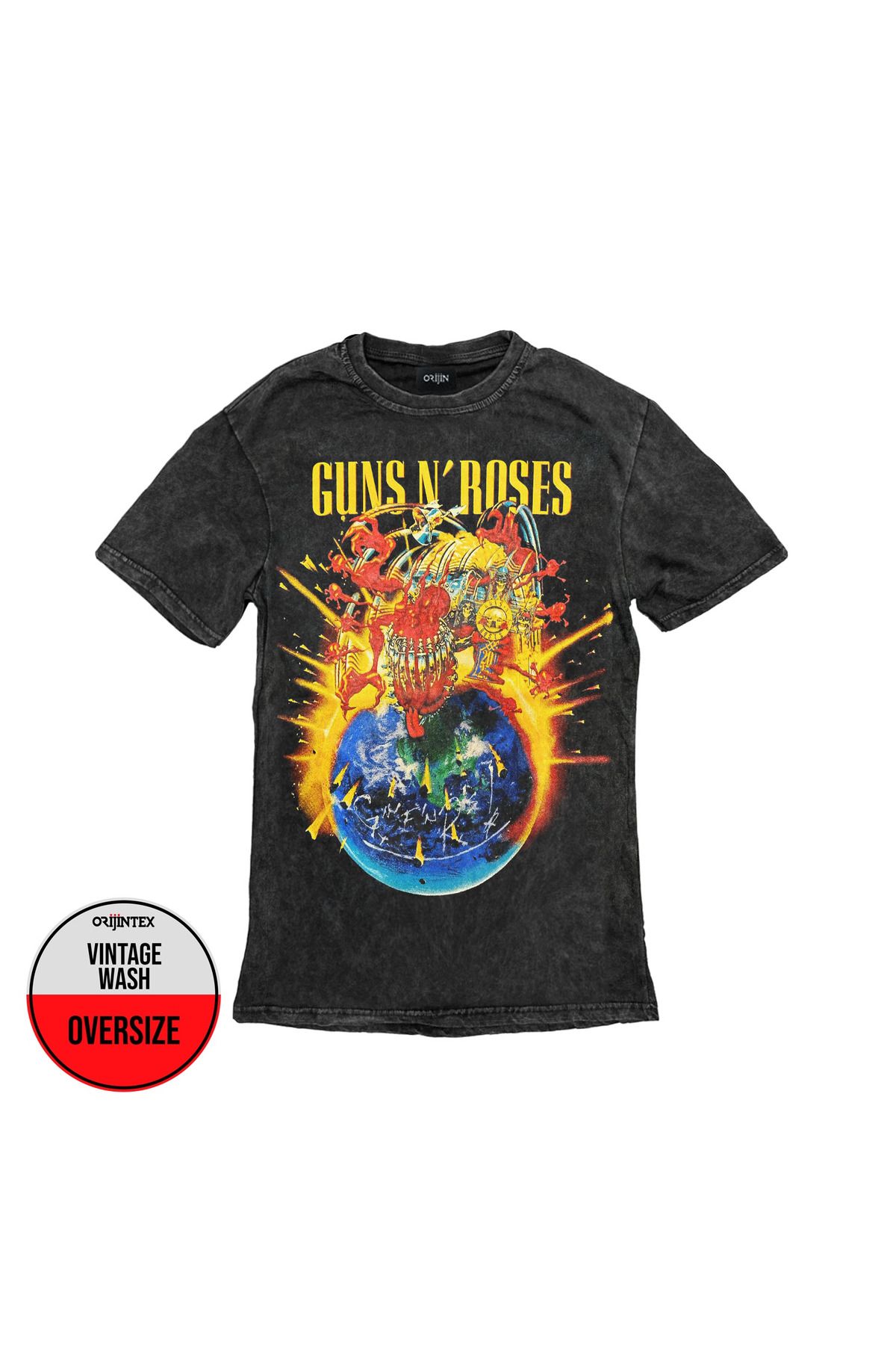 orijintex-Guns N Roses 2025 Custom Front Back Printed Destroyed Oversized Vinset Tshirt 2