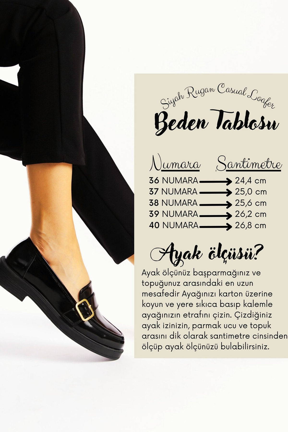 GRADA Kadın Deri Siyah Rugan Loafer Ayakkabı Bantlı Loafer Parlak Siyah Rugan Günlük Deri Mokasen görsel 7