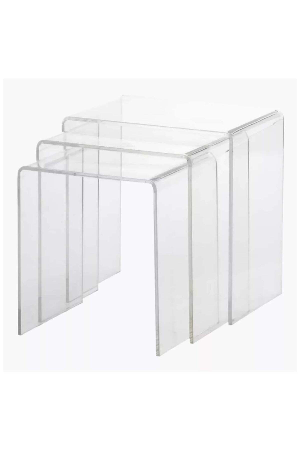 Generic-Acrylic Clear Nesting Tables, Coffee Table, End Table, Living Room Table, Adjustable Coffee Corner T 1