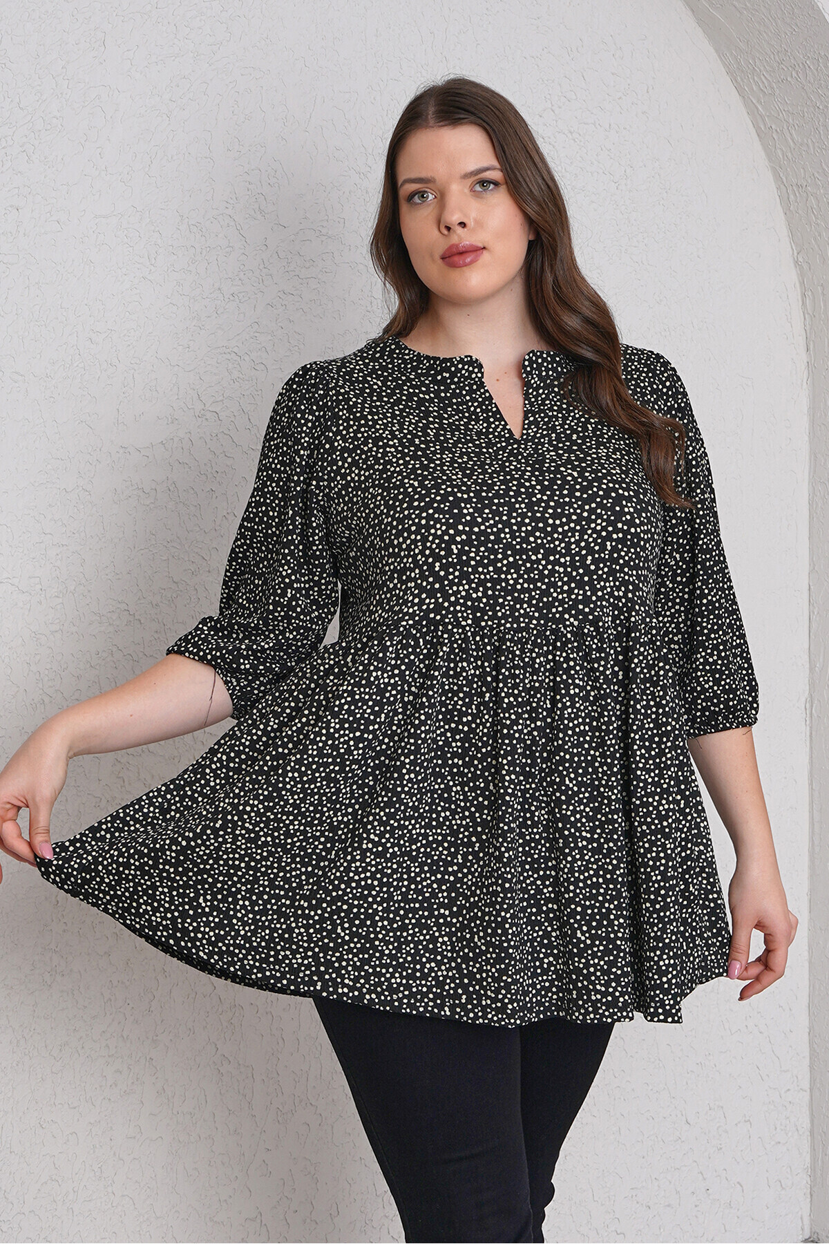 Büyük Moda-Dot Patterned Bluz 8