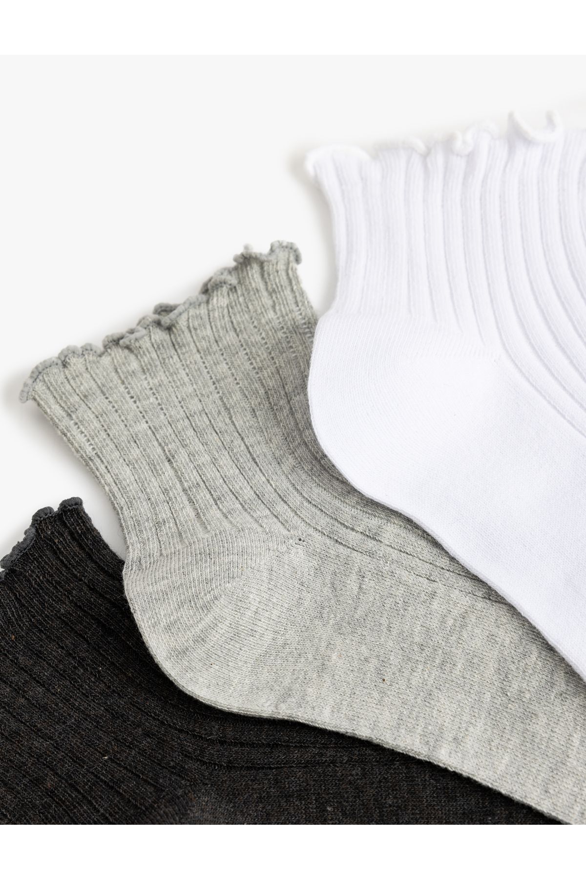 Koton-Set of 3 Booties Socks with Multicolored Ruffle Detail 3