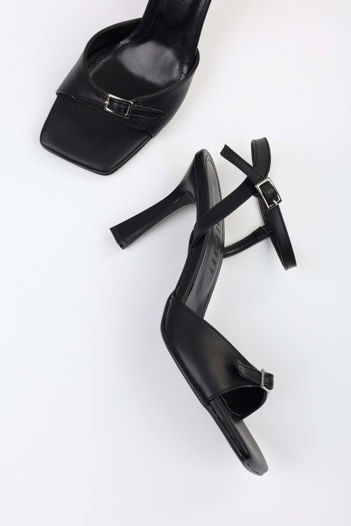 Shoeberry-Women's Lucien Black Skin Belt Buckle Heeled Shoes 4