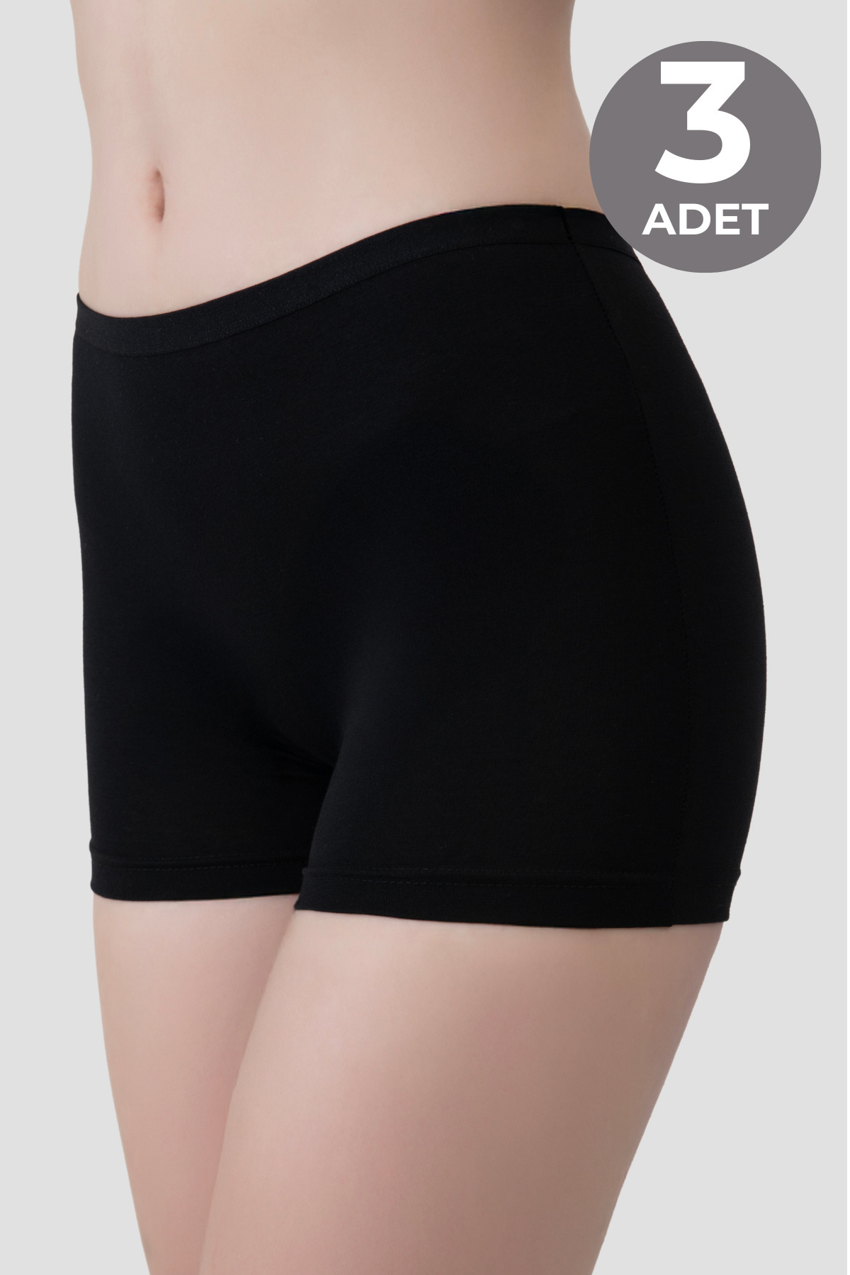 Arma Yıldız 3'lü Paket Kadın Siyah Boxer Şort Pamuklu Likralı