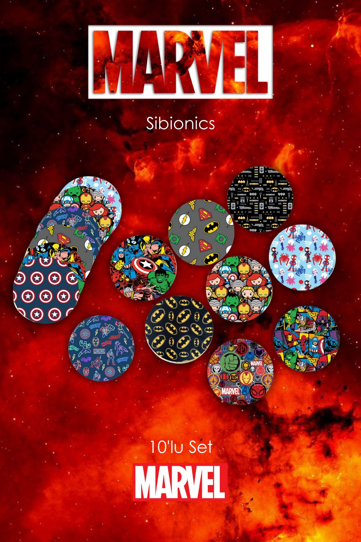 StickIT Sibionics Sensör Koruyucu Bant Marvel Serisi 10'lu Paket