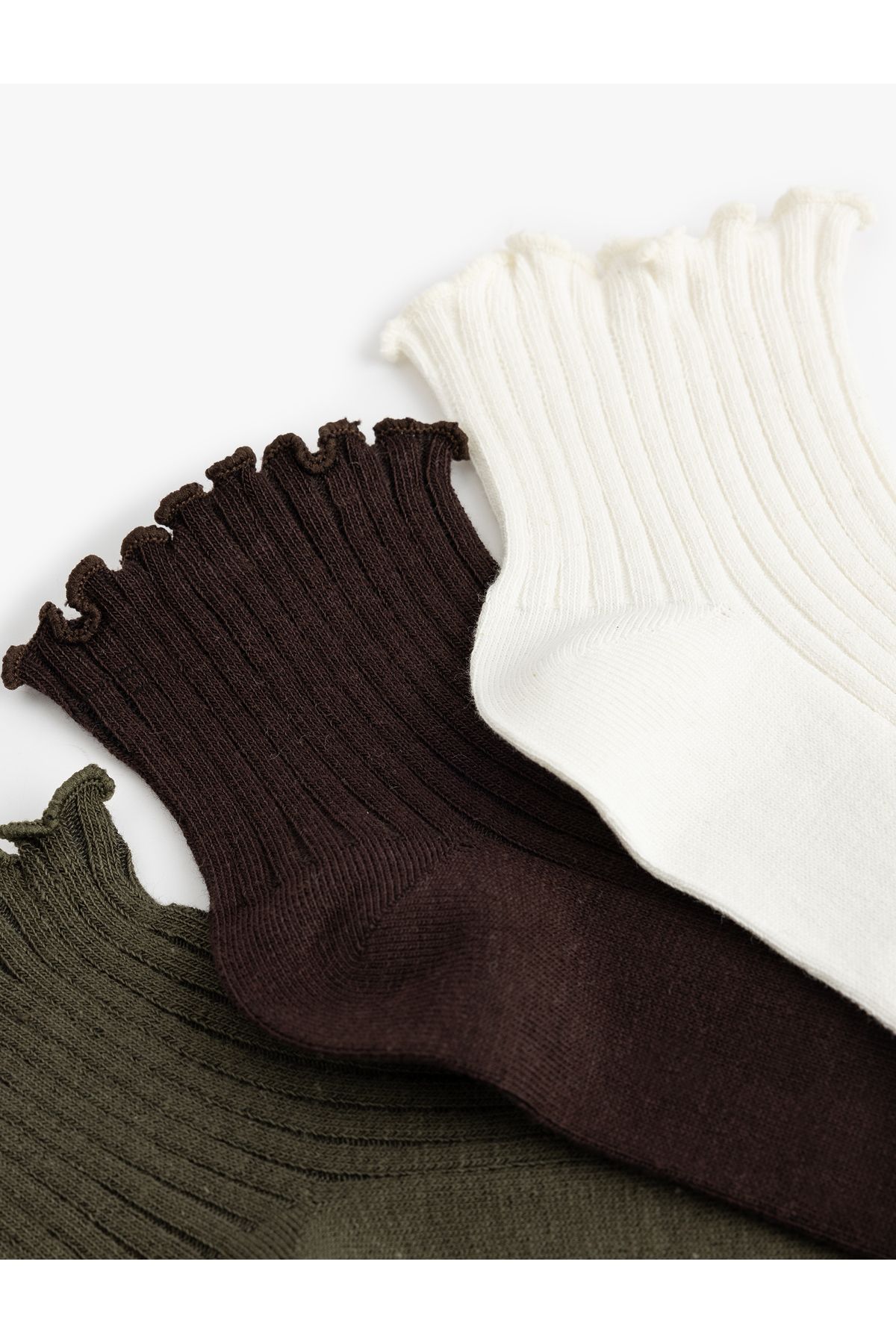 Koton-Set of 3 Booties Socks with Multicolored Ruffle Detail 3