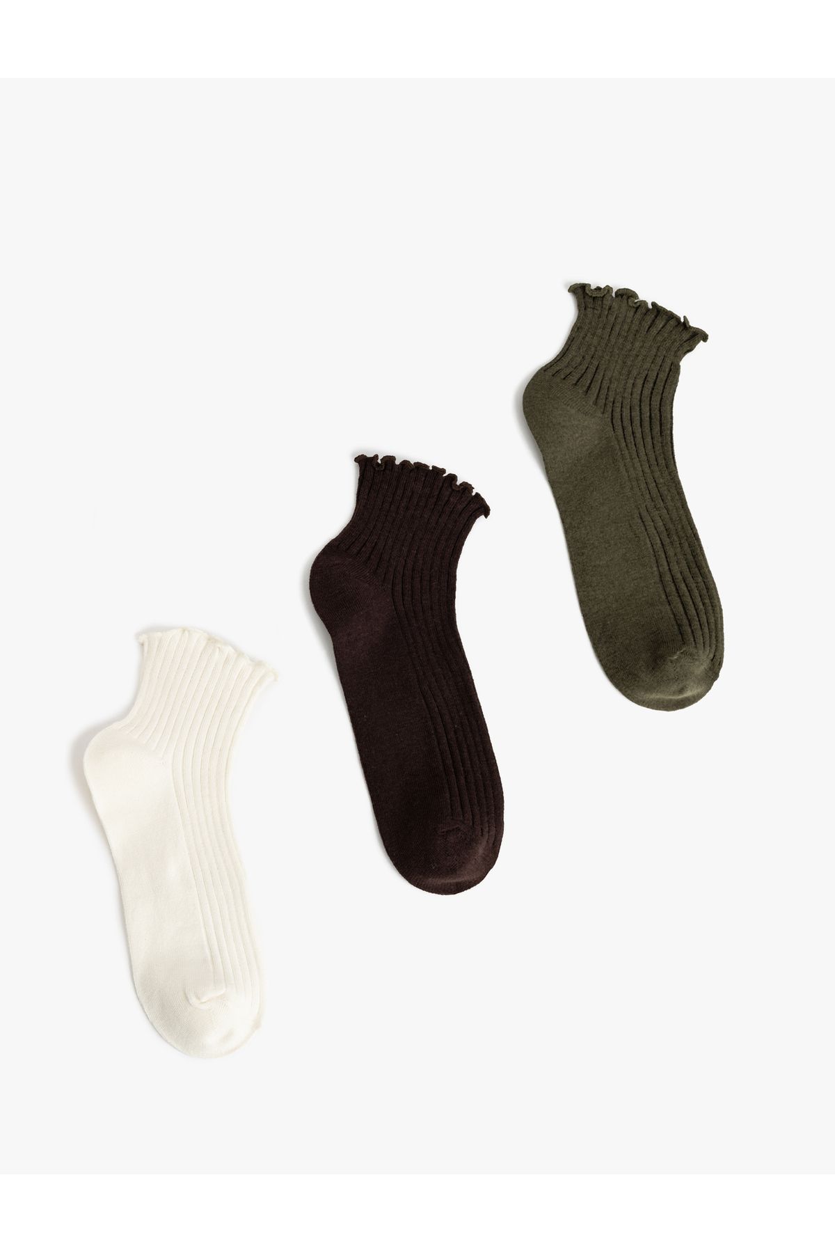 Koton-Set of 3 Booties Socks with Multicolored Ruffle Detail 2