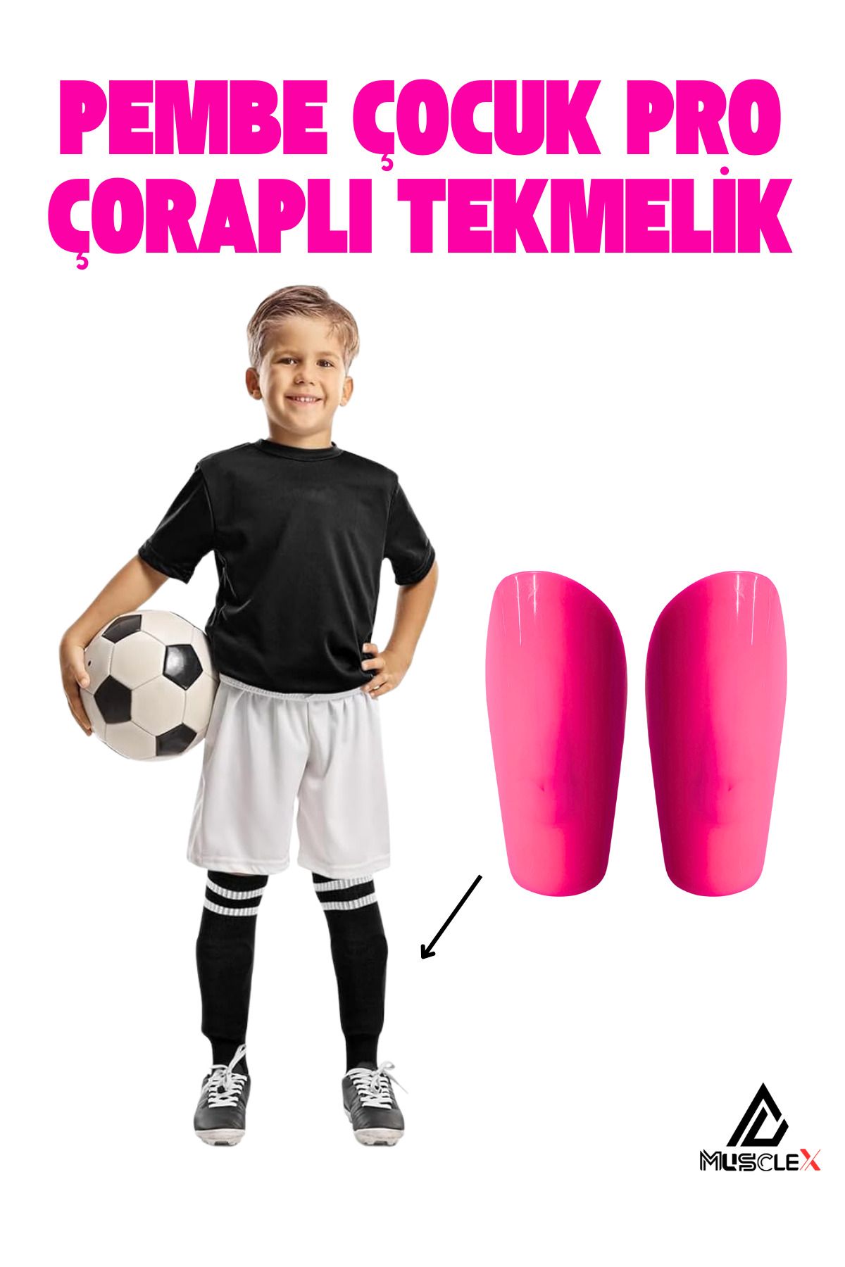 Musclex Spor Tekstil Çocuk Profesyonel Çoraplı Tekmelik | Futbol Tekmelik & Spor Ekipmanı | Kaval Koruyucu