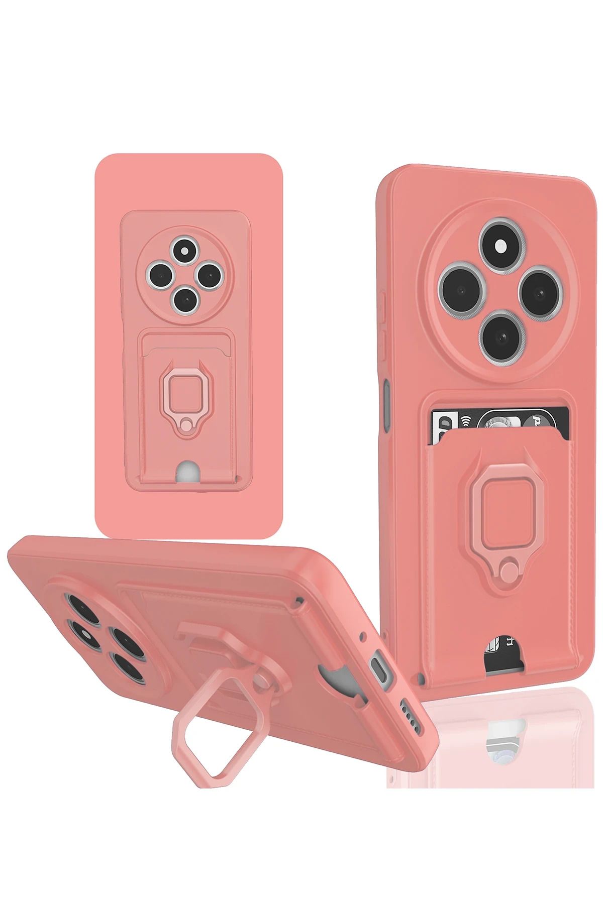 NewFace Xiaomi Redmi 14C Kılıf Zuma Kartvizitli Yüzüklü Silikon - Pembe MRAYD