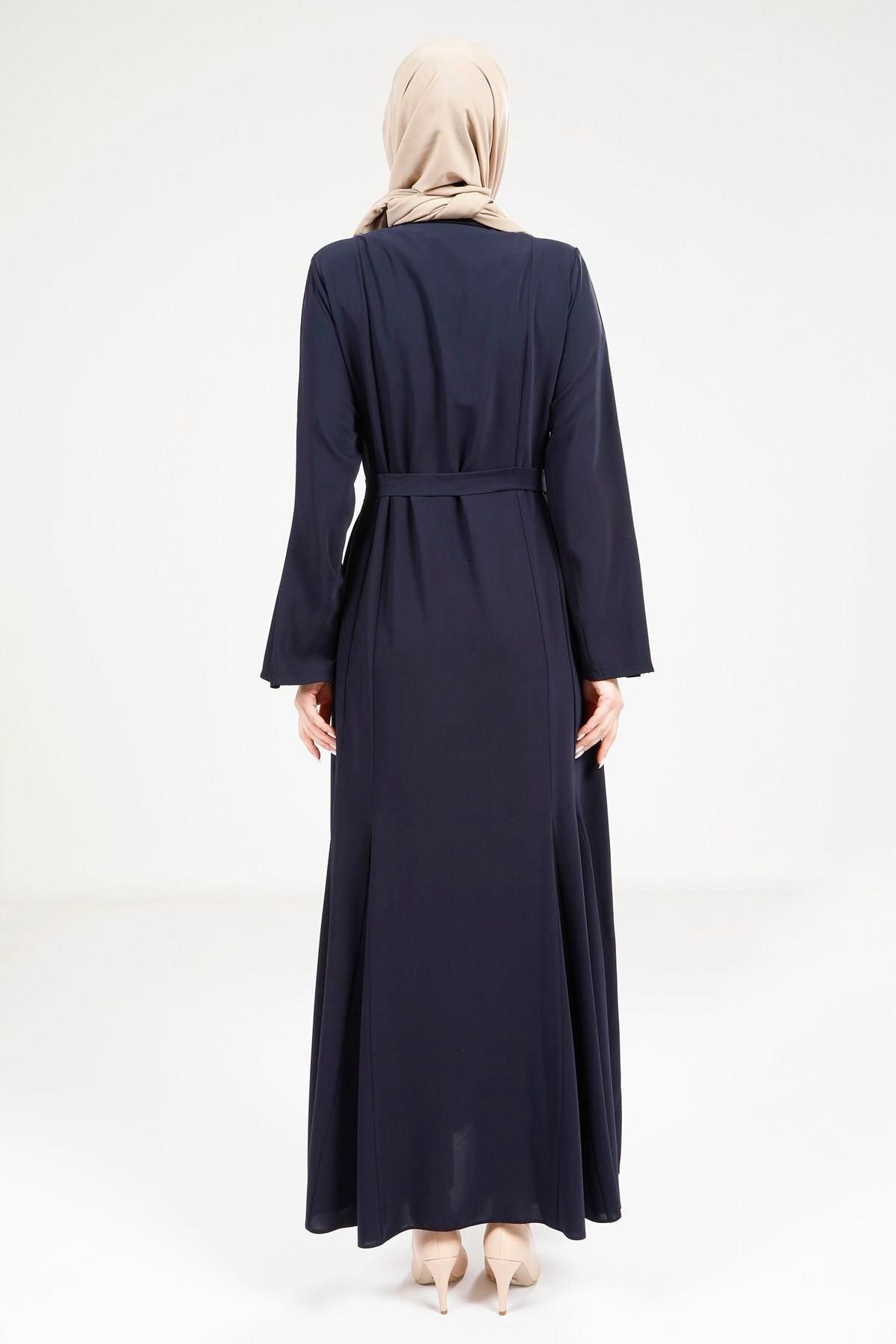 مانتو و عبای پوشیده زنانه VOLAN با NAVY BLUE FERACE 9246 Beyza