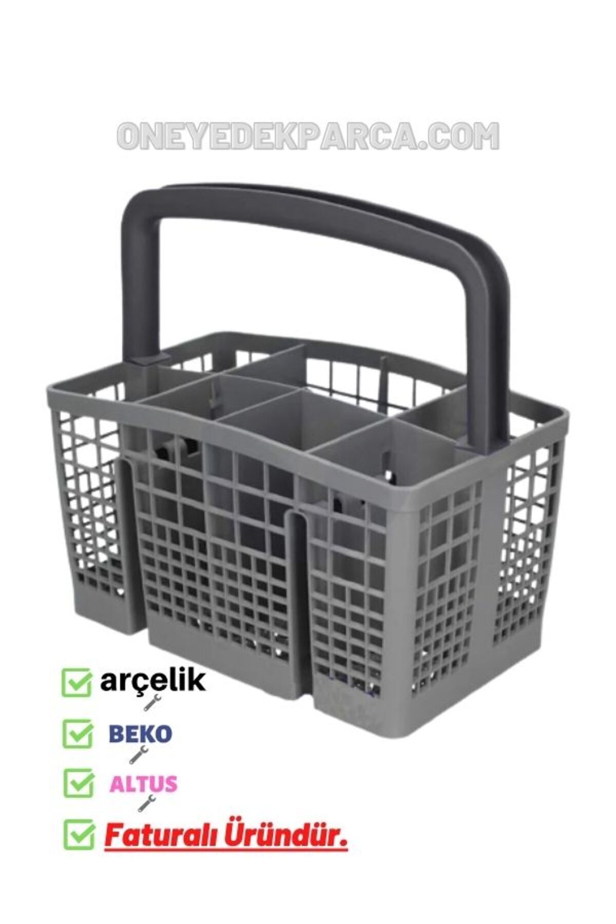 Arçelik 6231 T Bulaşık Makinesi Kaşıklık Sepeti Gri Çatal Kaşık Sepeti