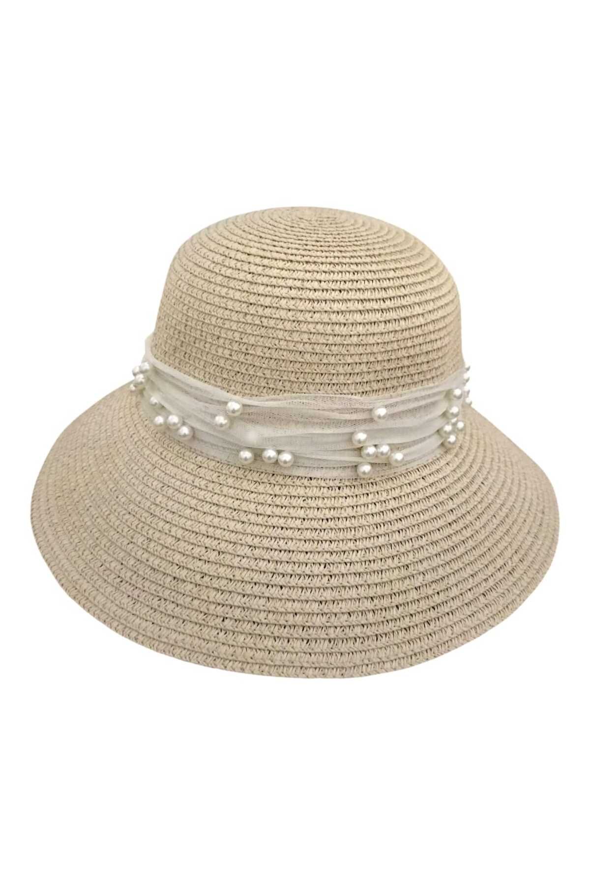 Aware Time Pălărie Fedora De Damă Cu Perle De Paie Femeie - Standard