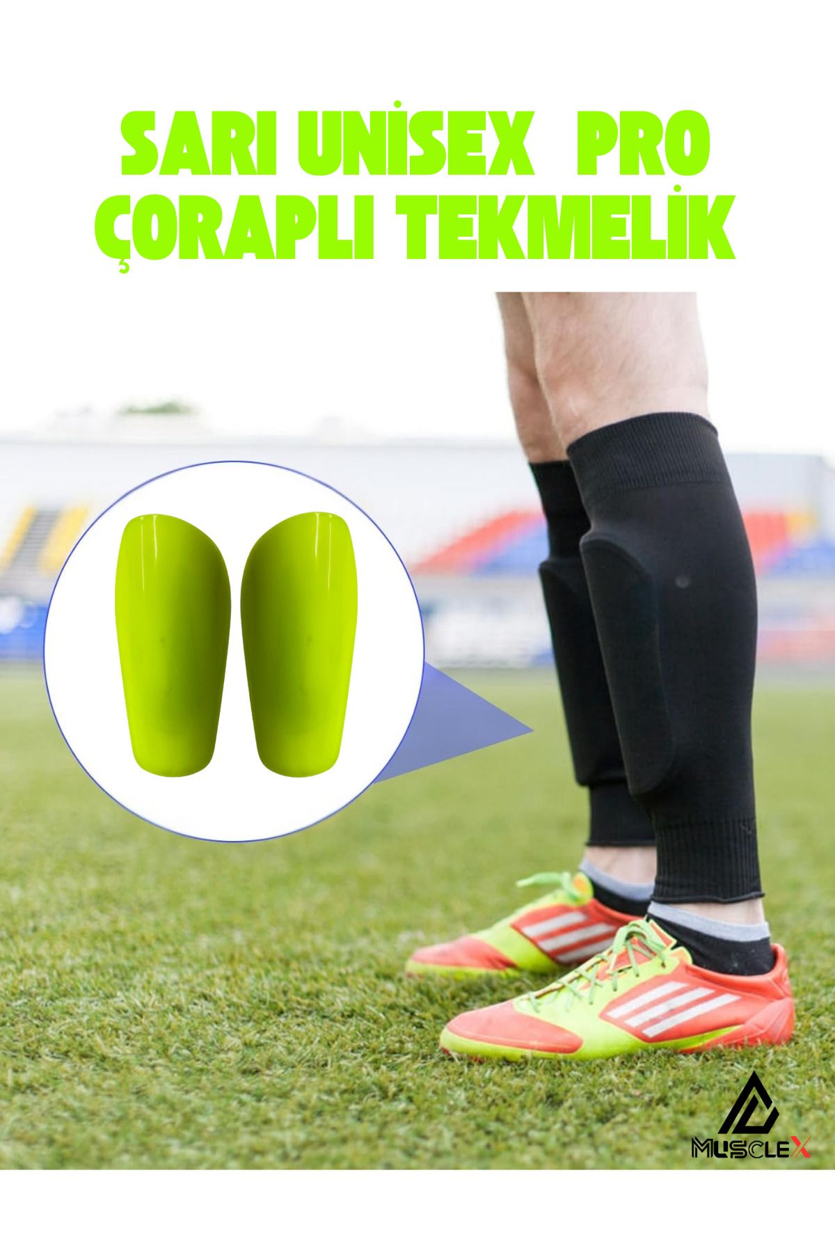 Musclex Spor Tekstil Profesyonel Çoraplı Tekmelik | Futbol Tekmelik | Kaval Koruyucu