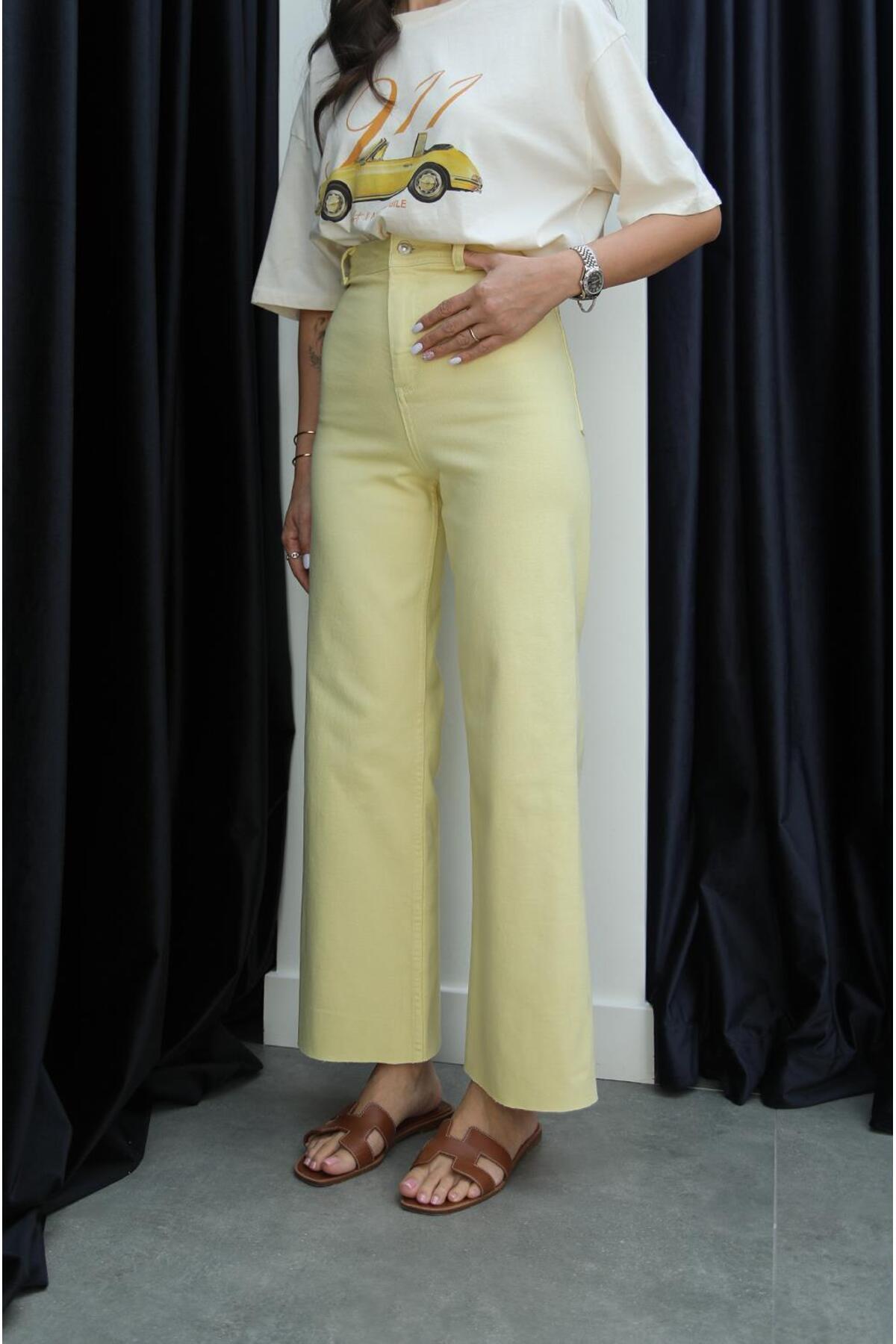 Havoş-Κίτρινο Cropped Flare Jean 4