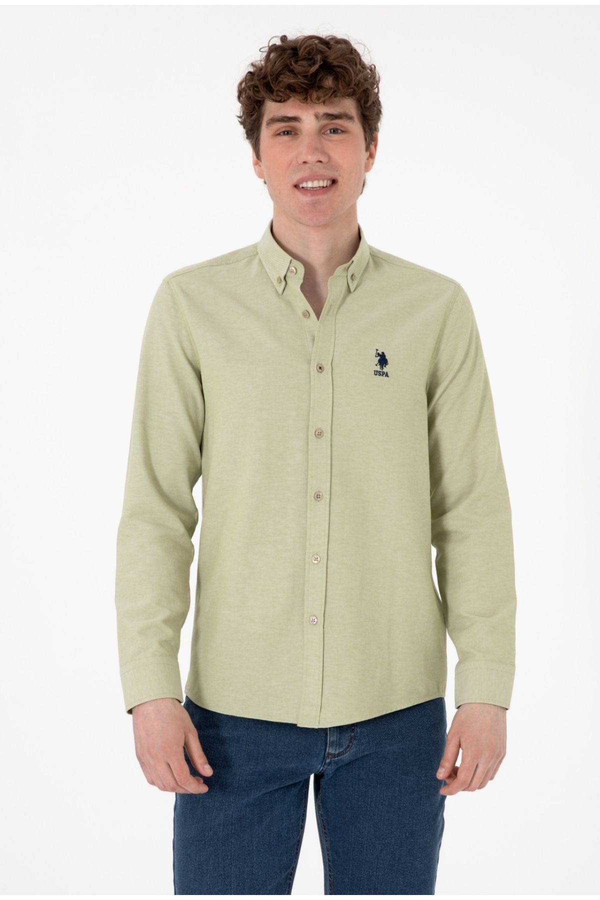 U.S. Polo Assn. U.s polo assn düğmeli yaka slim fit basic erkek gömlek