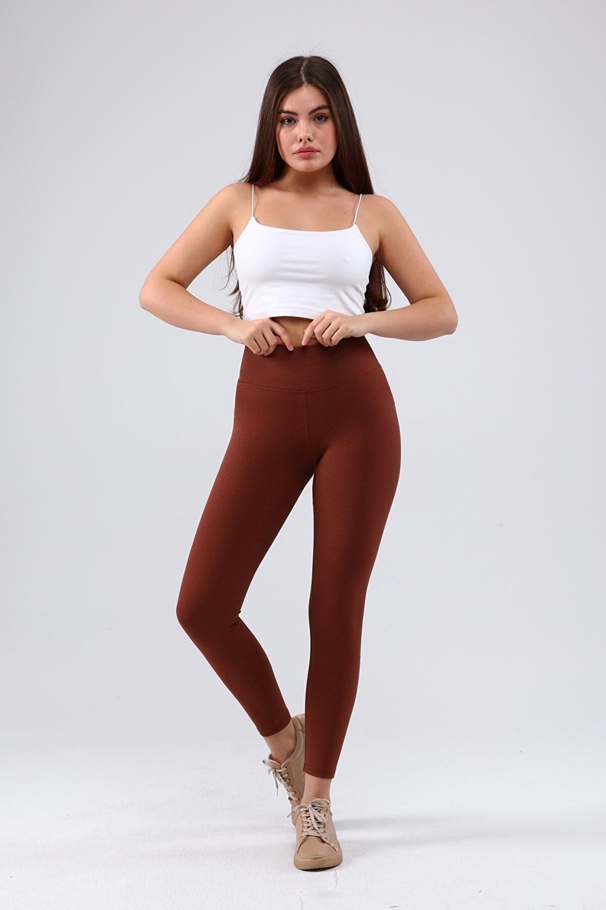 Beruflic Bordo Yüksek Bel Fitilli Tayt 0608