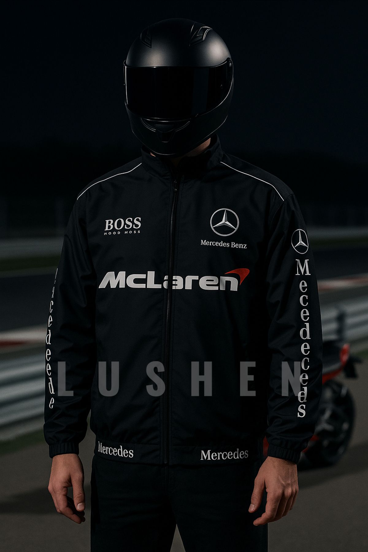 Lushen Siyah Unisex Motorcu Yağmurluk Rüzgarlık İnce Ceket