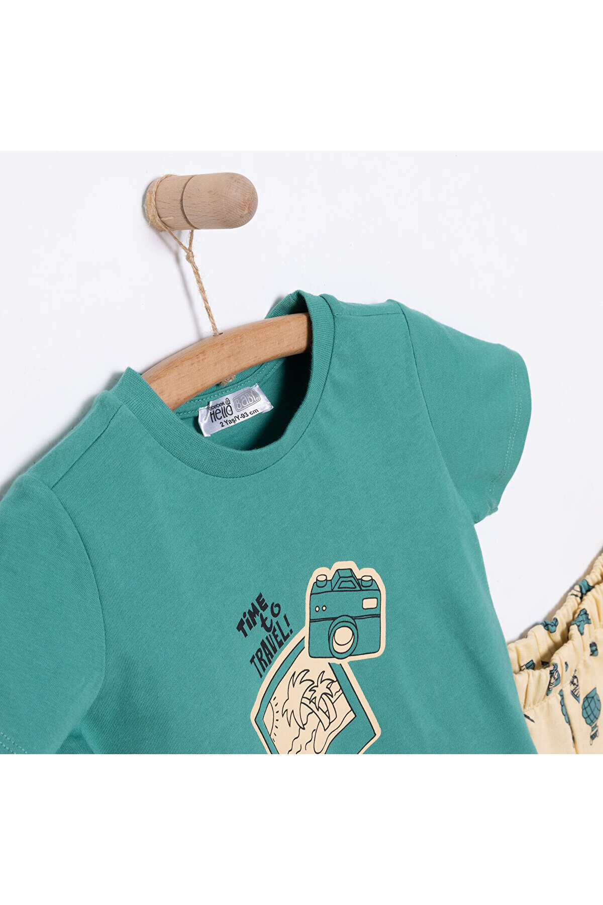 ebebek Hello Baby HelloBaby Basic Erkek Seyahat Baskılı Şortlu Takım Erkek Bebek fotoğrafı 3 (önizleme)