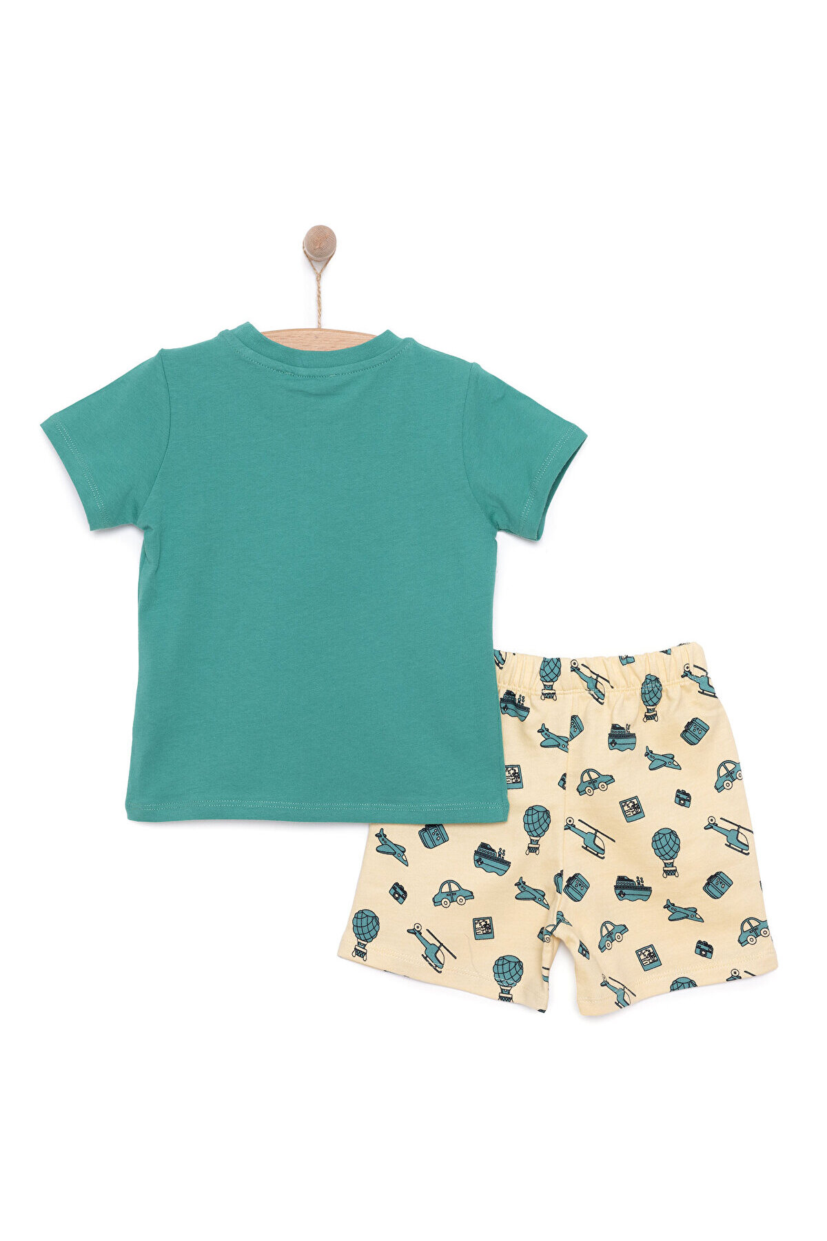 ebebek Hello Baby HelloBaby Basic Erkek Seyahat Baskılı Şortlu Takım Erkek Bebek fotoğrafı 2 (önizleme)