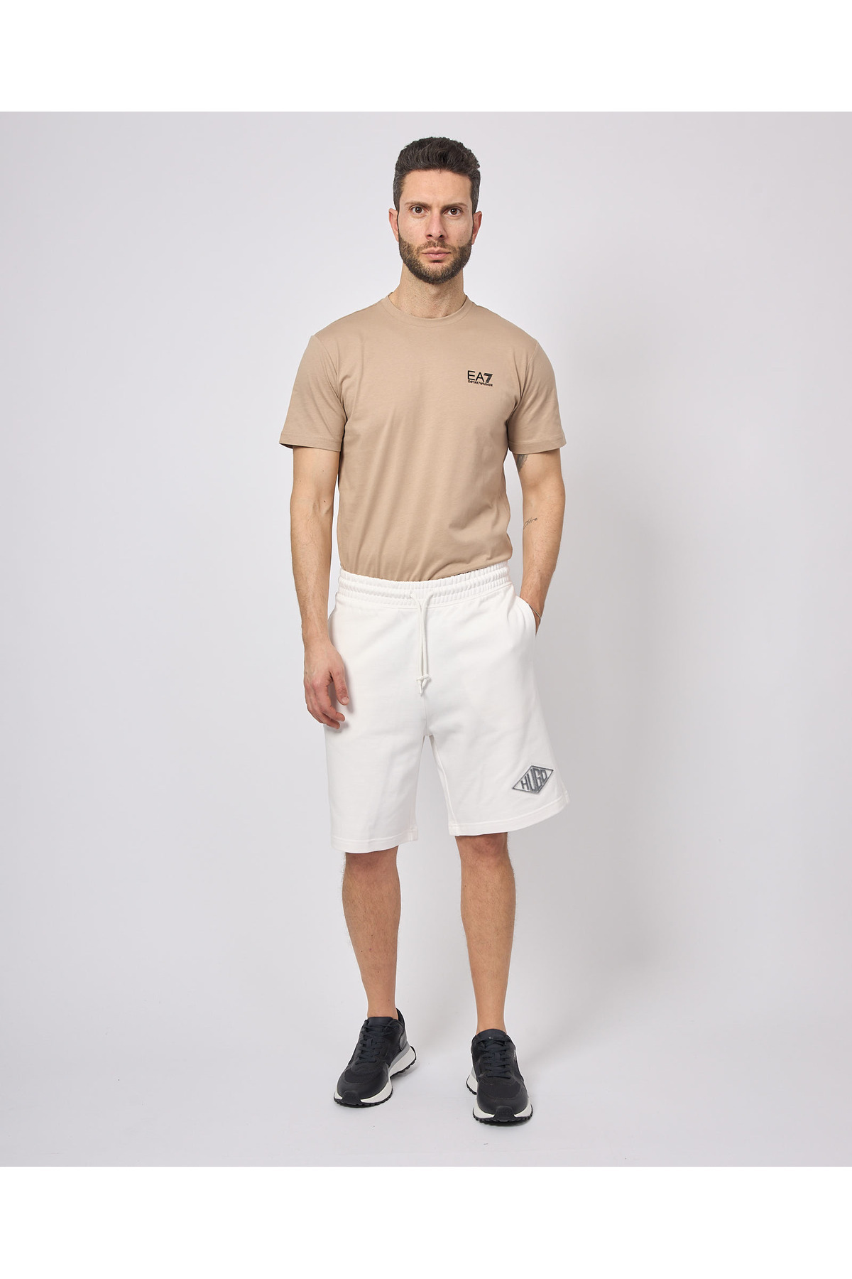 هوگو شلوارک مردانه طرح‌دار سفید بافتنی کمر کشی Hugo Text، کد ۵۰۵۳۴۹۵۳-۱۰۲